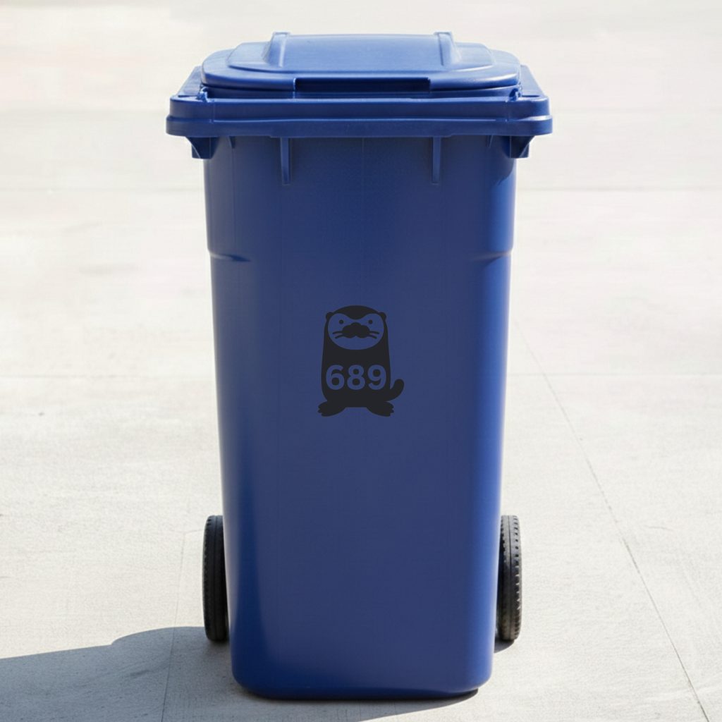 Otter Bin Decal Sticker with Personalised House Number