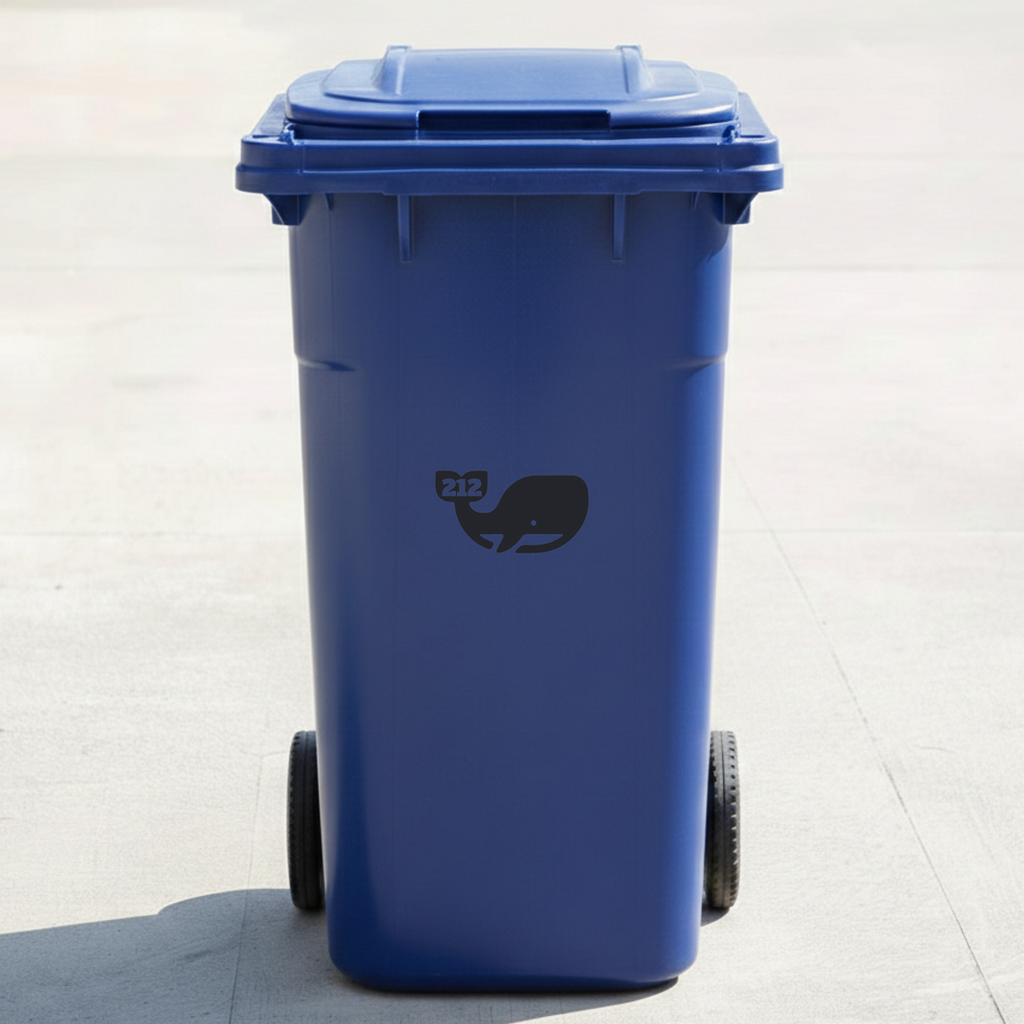 Whale Bin Decal Sticker with Personalised House Number