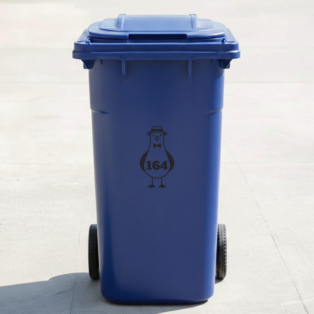 Seagull Bin Decal Sticker with Personalised House Number
