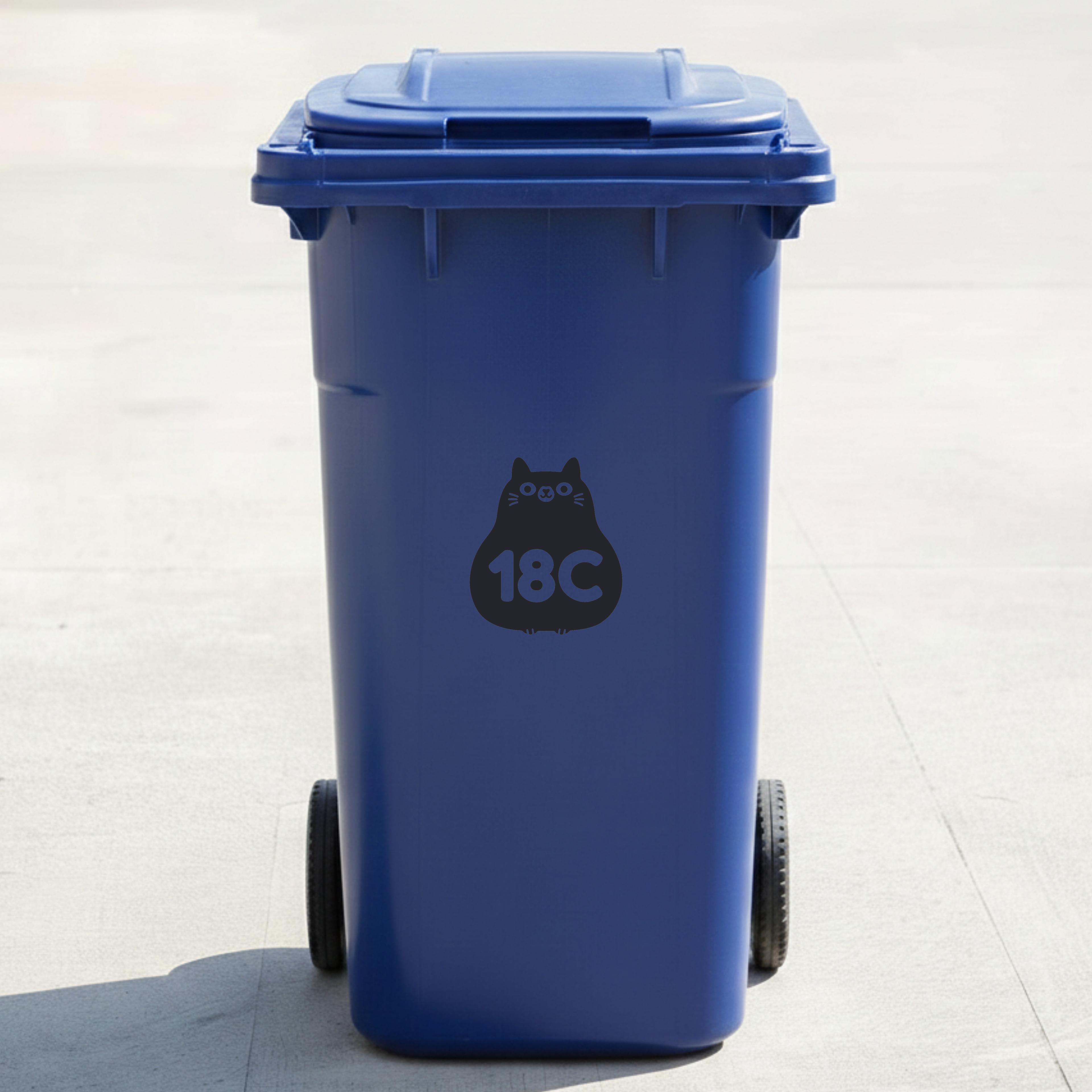 Cat Bin Decal Sticker with Personalised House Number