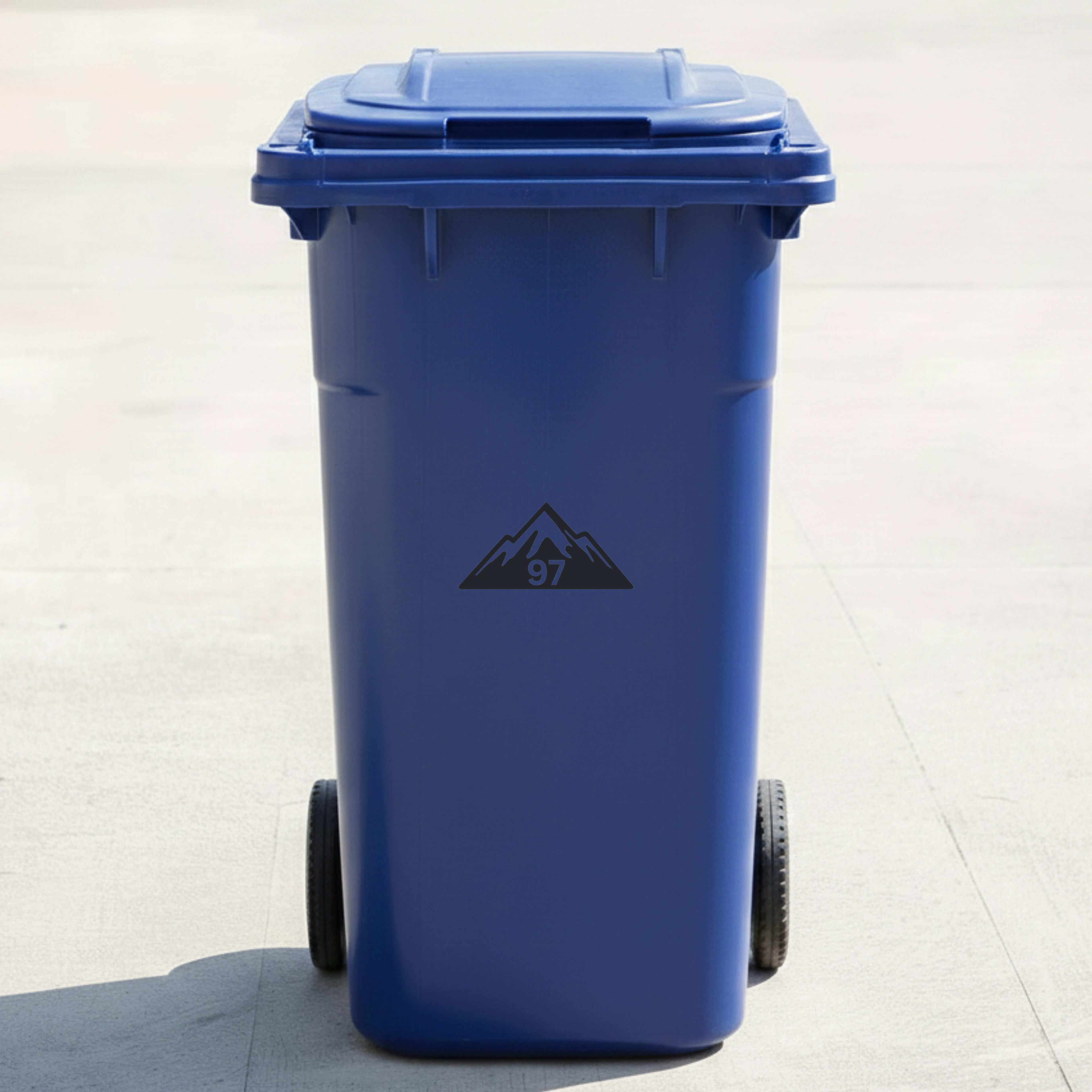 Mountain Adventure Bin Decal Sticker with Personalised House Number