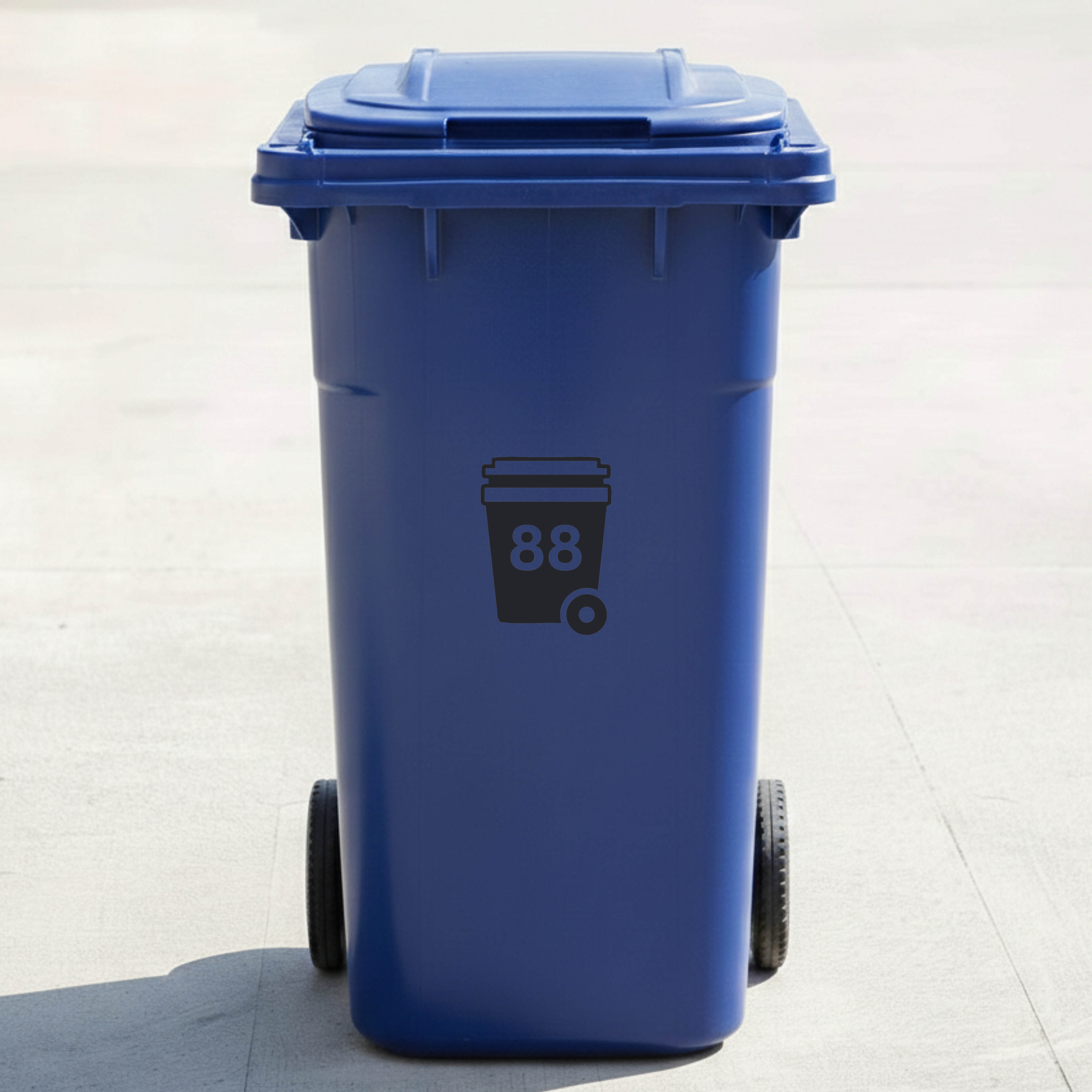 Wheelie Bin Icon Decal Sticker with Personalised House Number