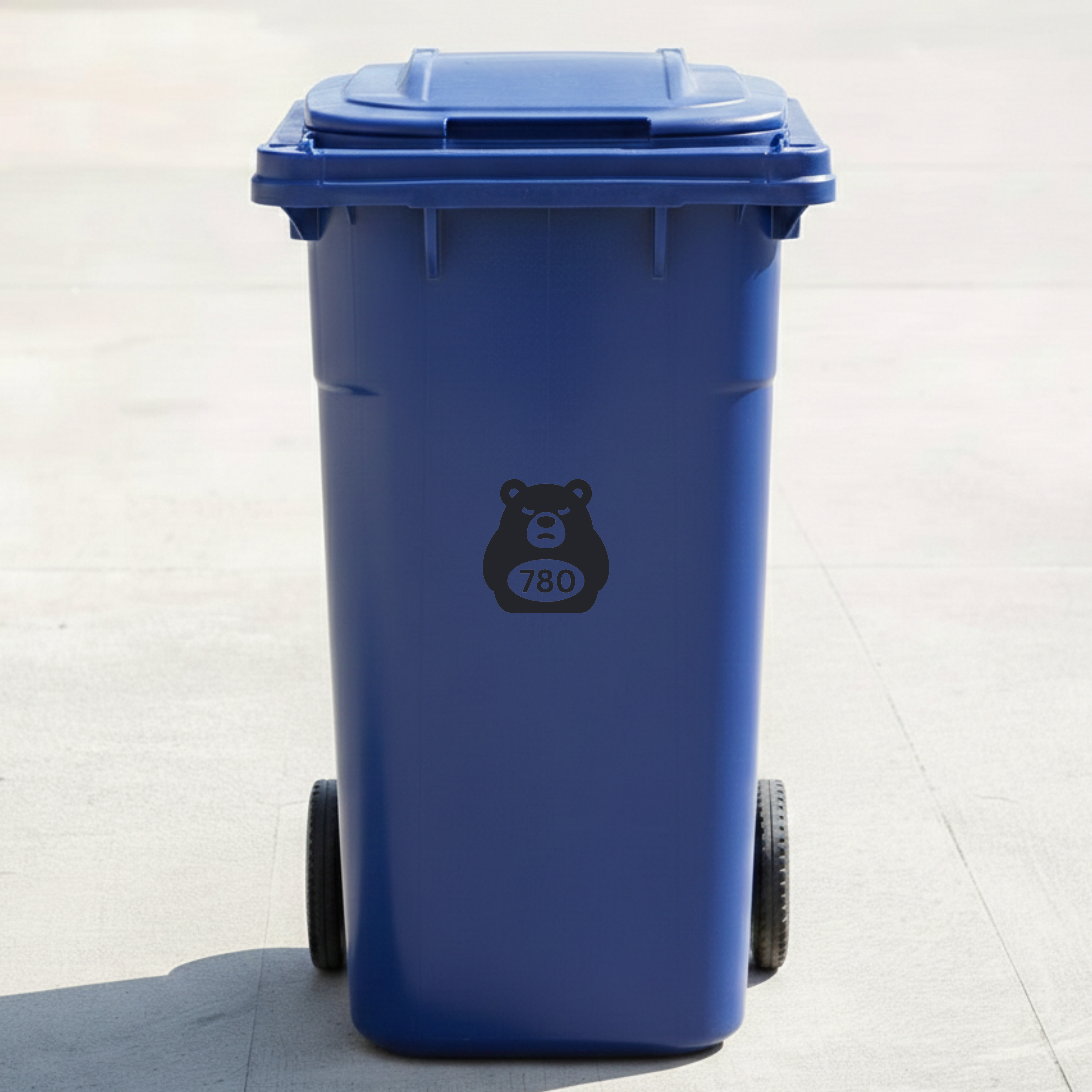 Angry Bear Bin Decal Sticker with Personalised House Number