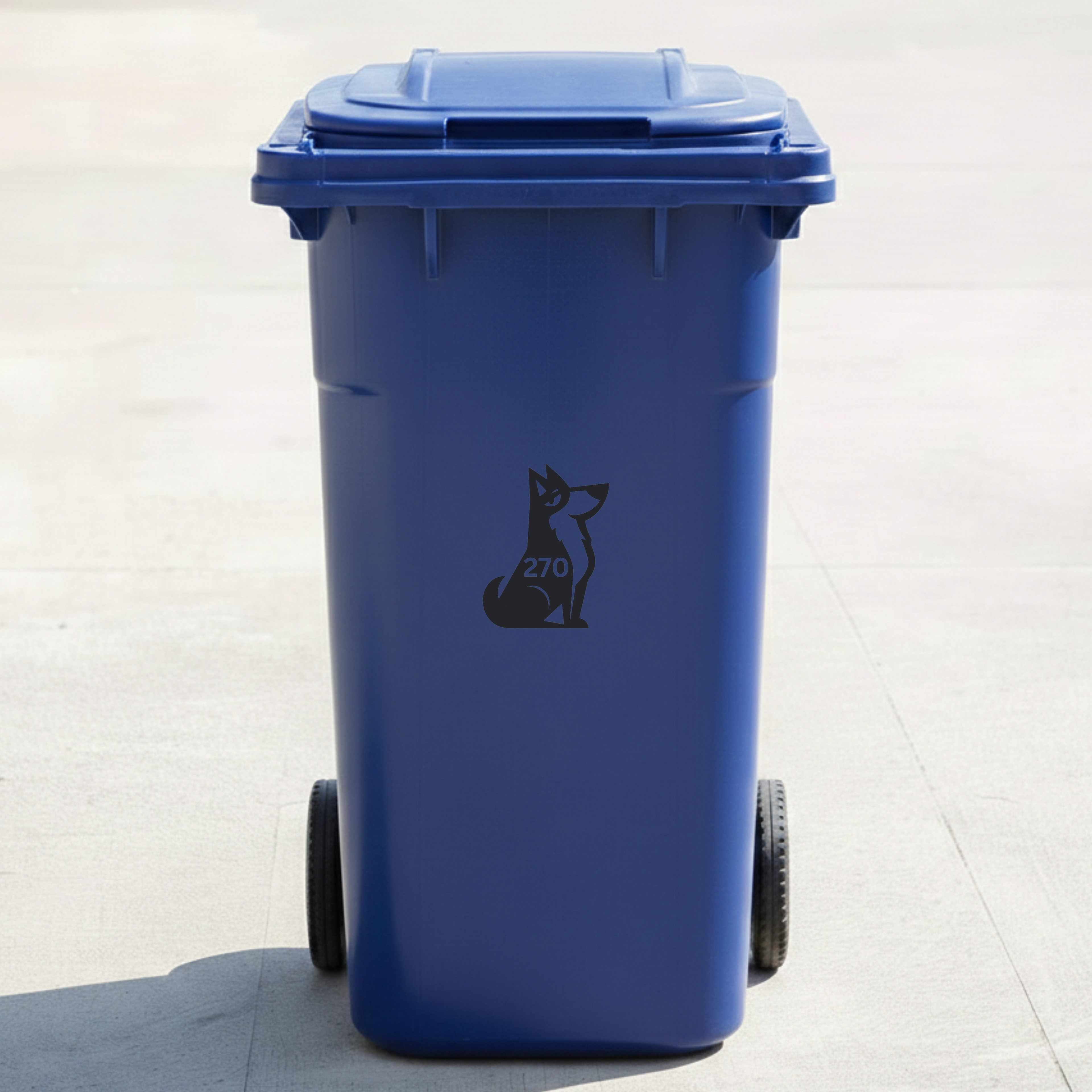 Sitting Dog Bin Decal Sticker with Personalised House Number