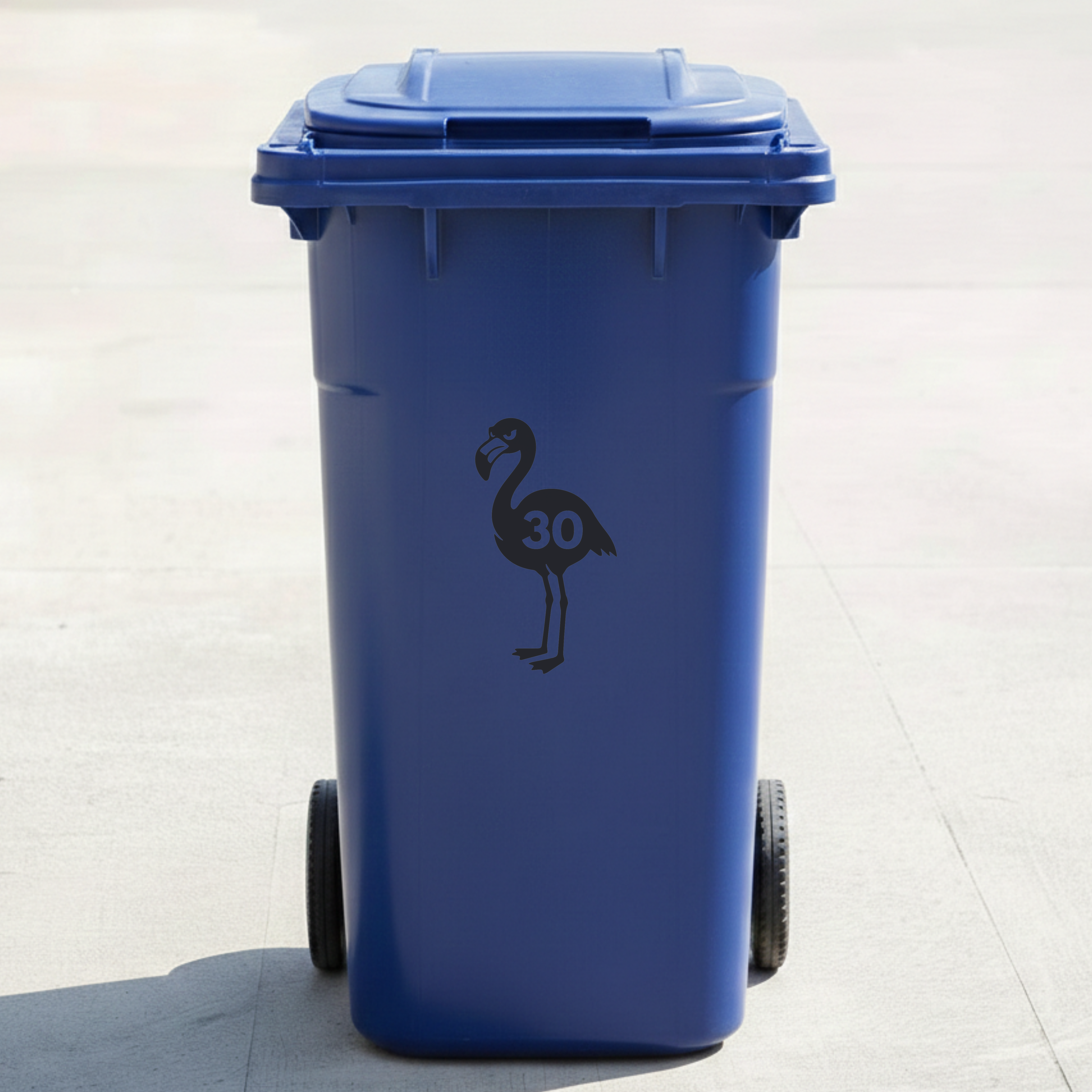 Flamingo Bin Decal Sticker with Personalised House Number
