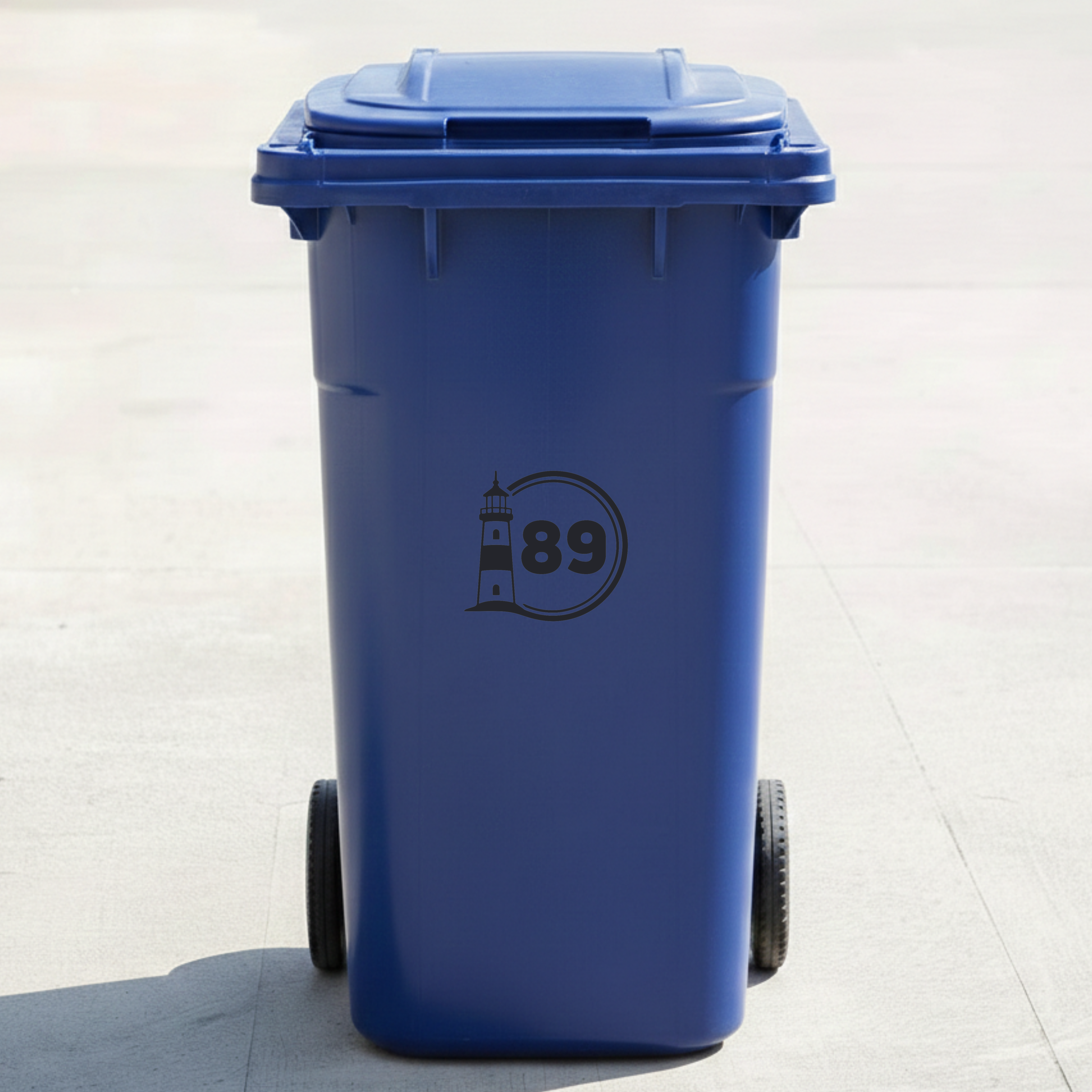 Lighthouse Bin Decal Sticker with Personalised House Number