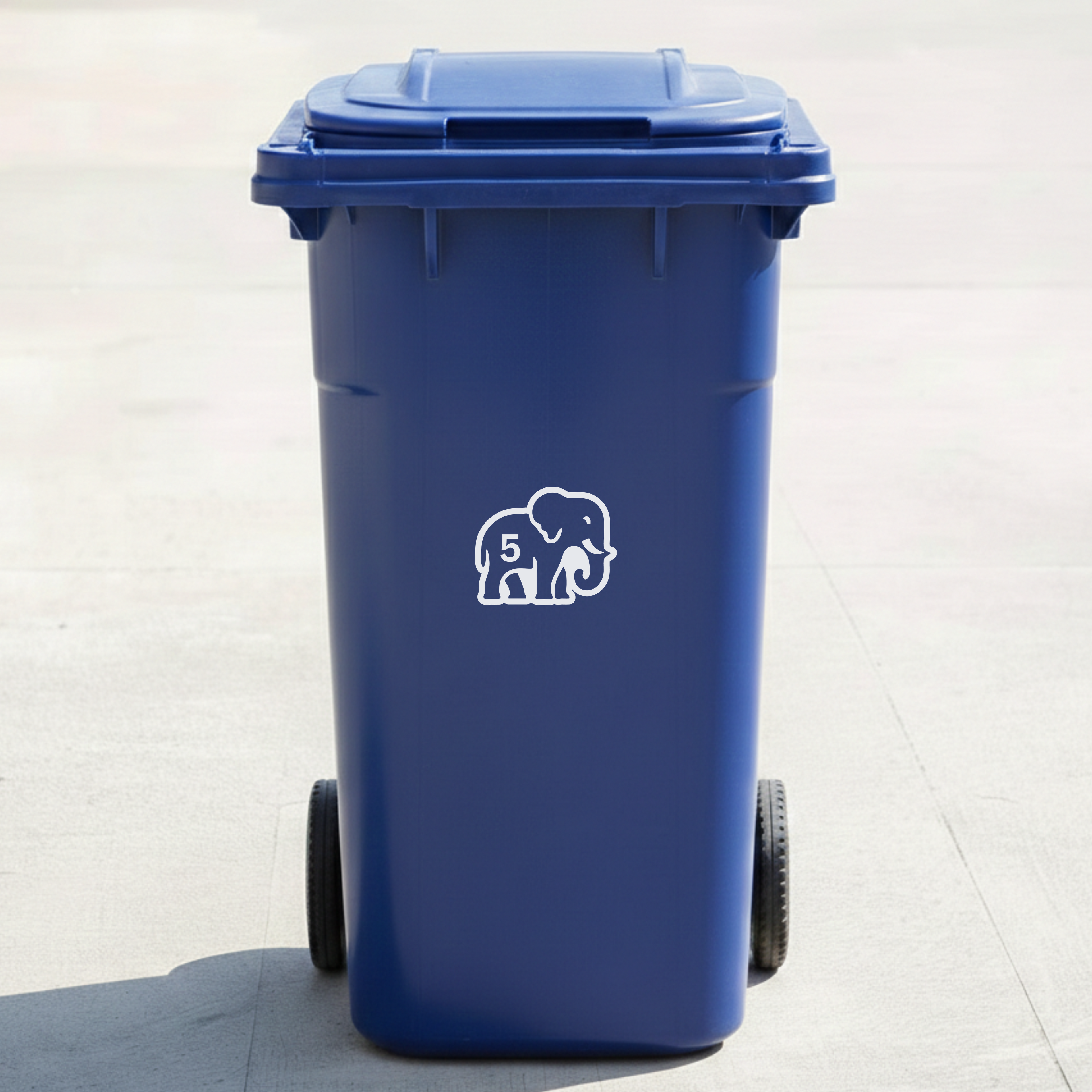 Elephant Bin Decal Sticker with Personalised House Number