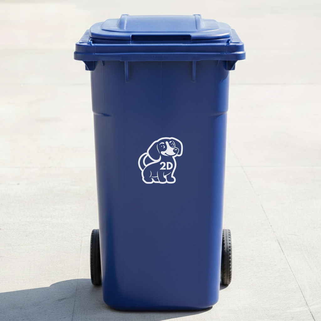 Dachshund Dog Bin Decal Sticker with Personalised House Number