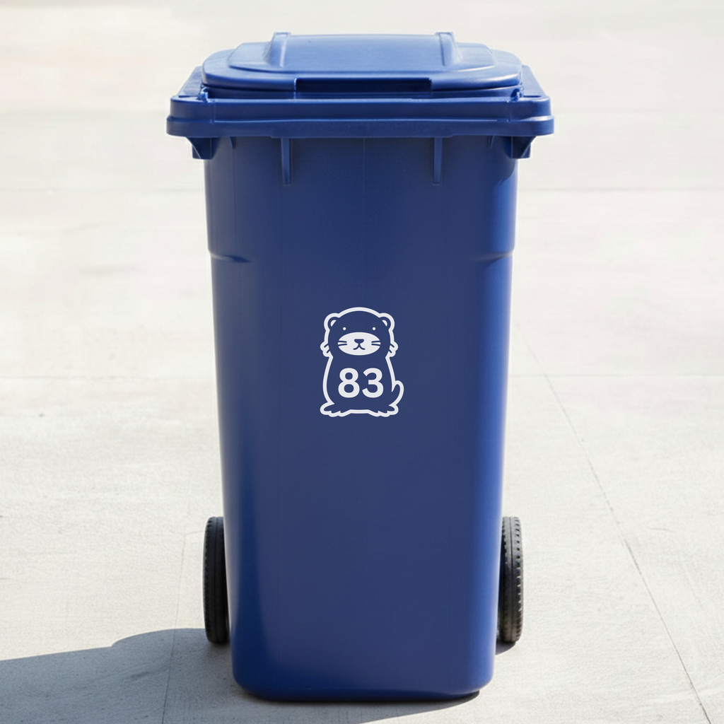 Otter Bin Decal Sticker with Personalised House Number