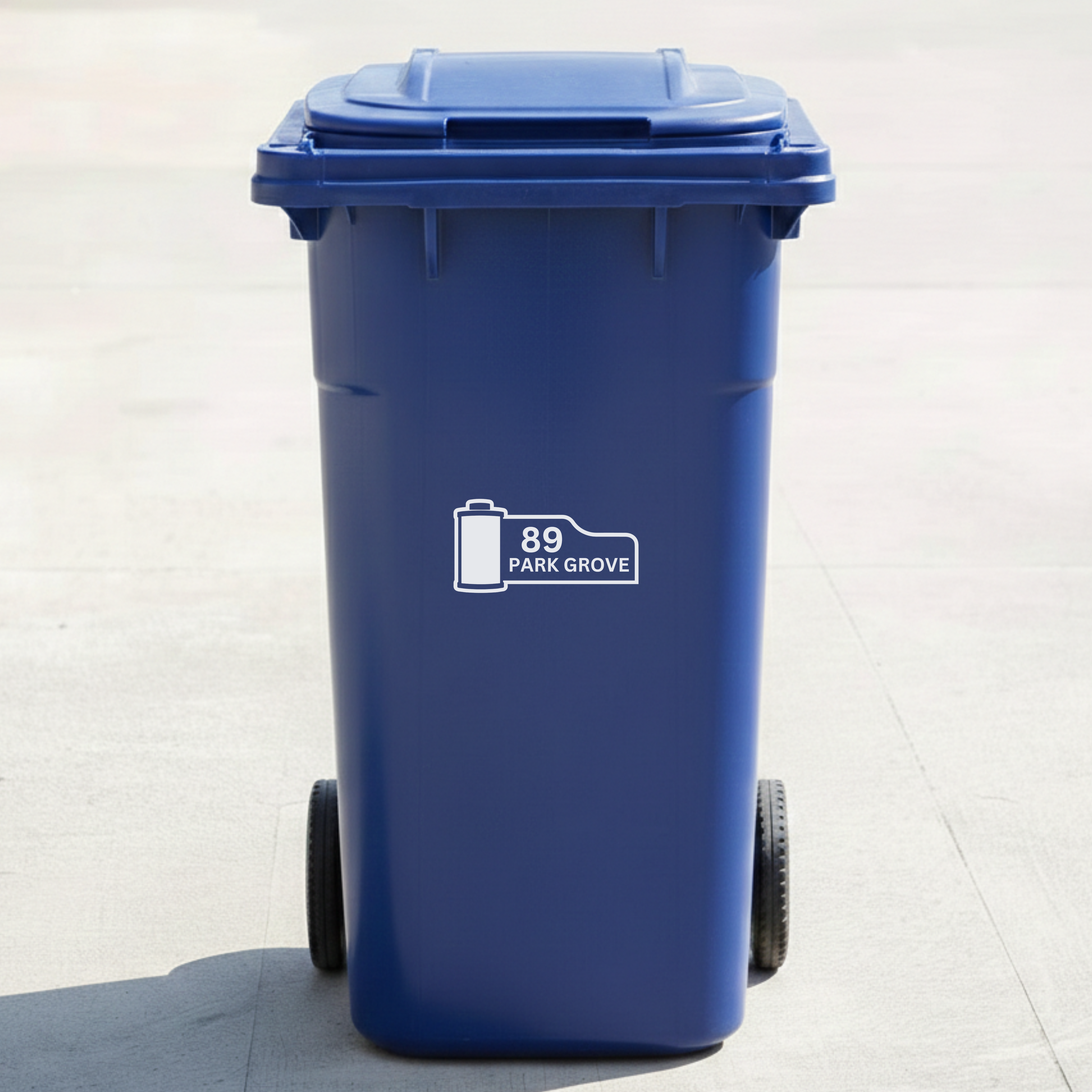 Film Canister Bin Decal Sticker with Personalised House Number & Street Name
