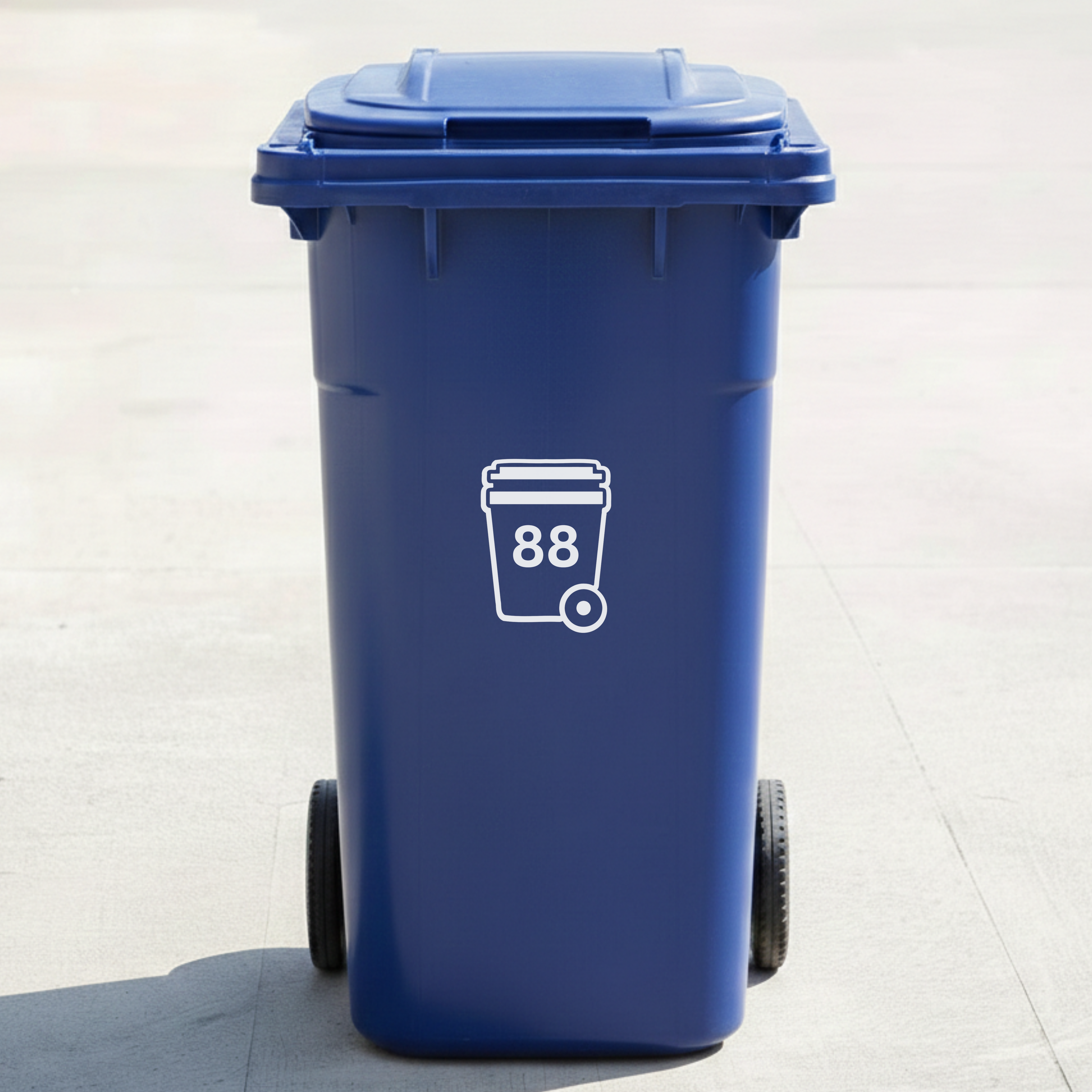 Wheelie Bin Icon Decal Sticker with Personalised House Number