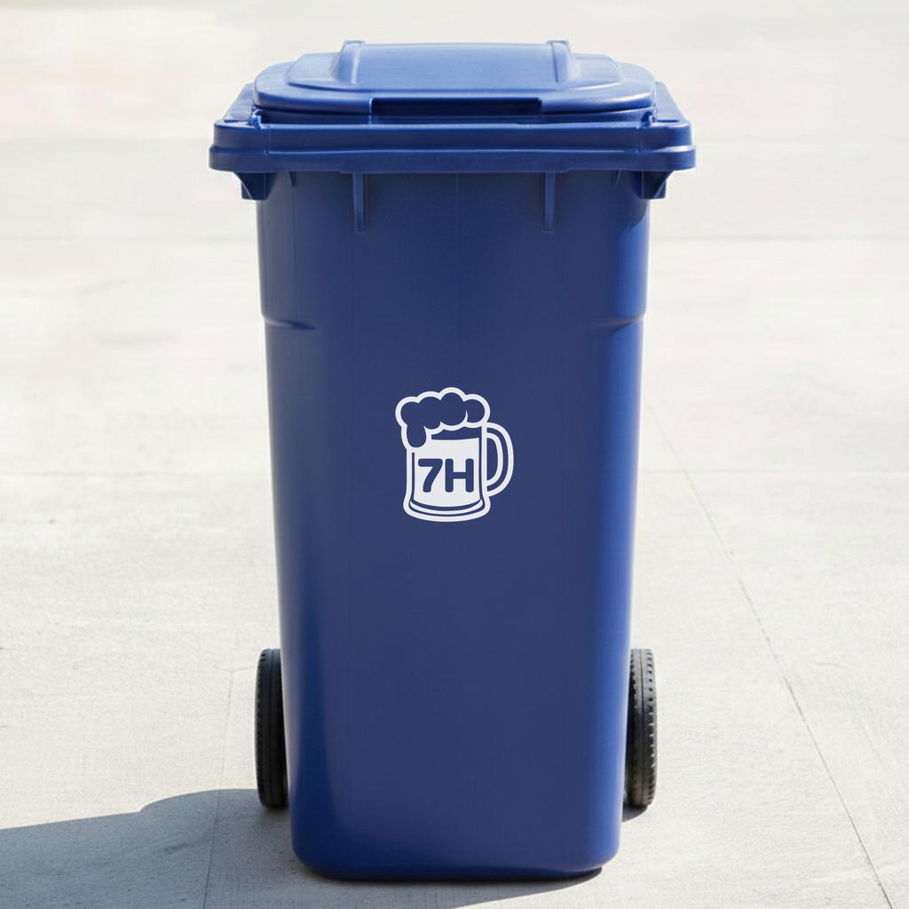 Beer Mug Bin Decal Sticker with Personalised House Number