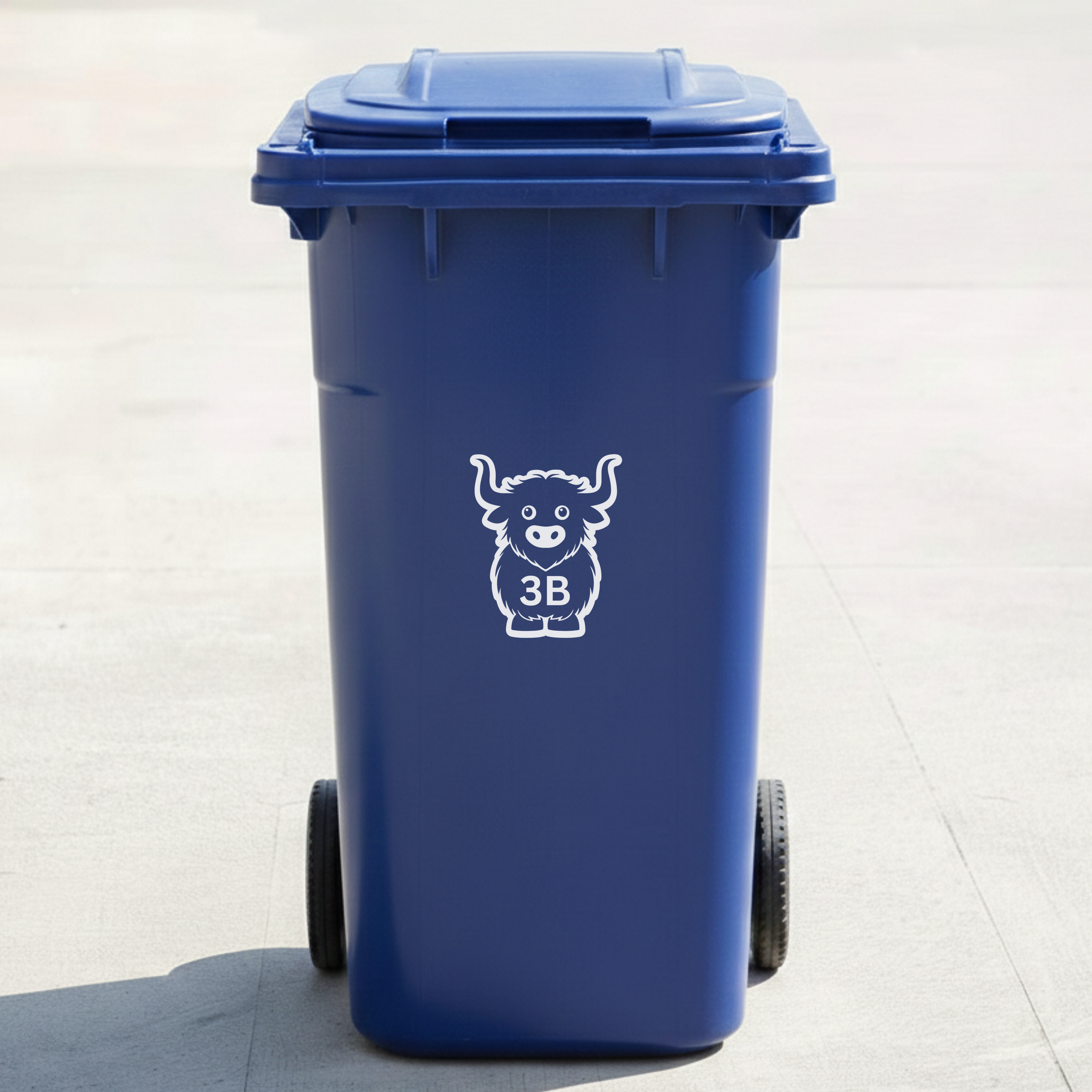 Highland Cow Bin Decal Sticker with Personalised House Number