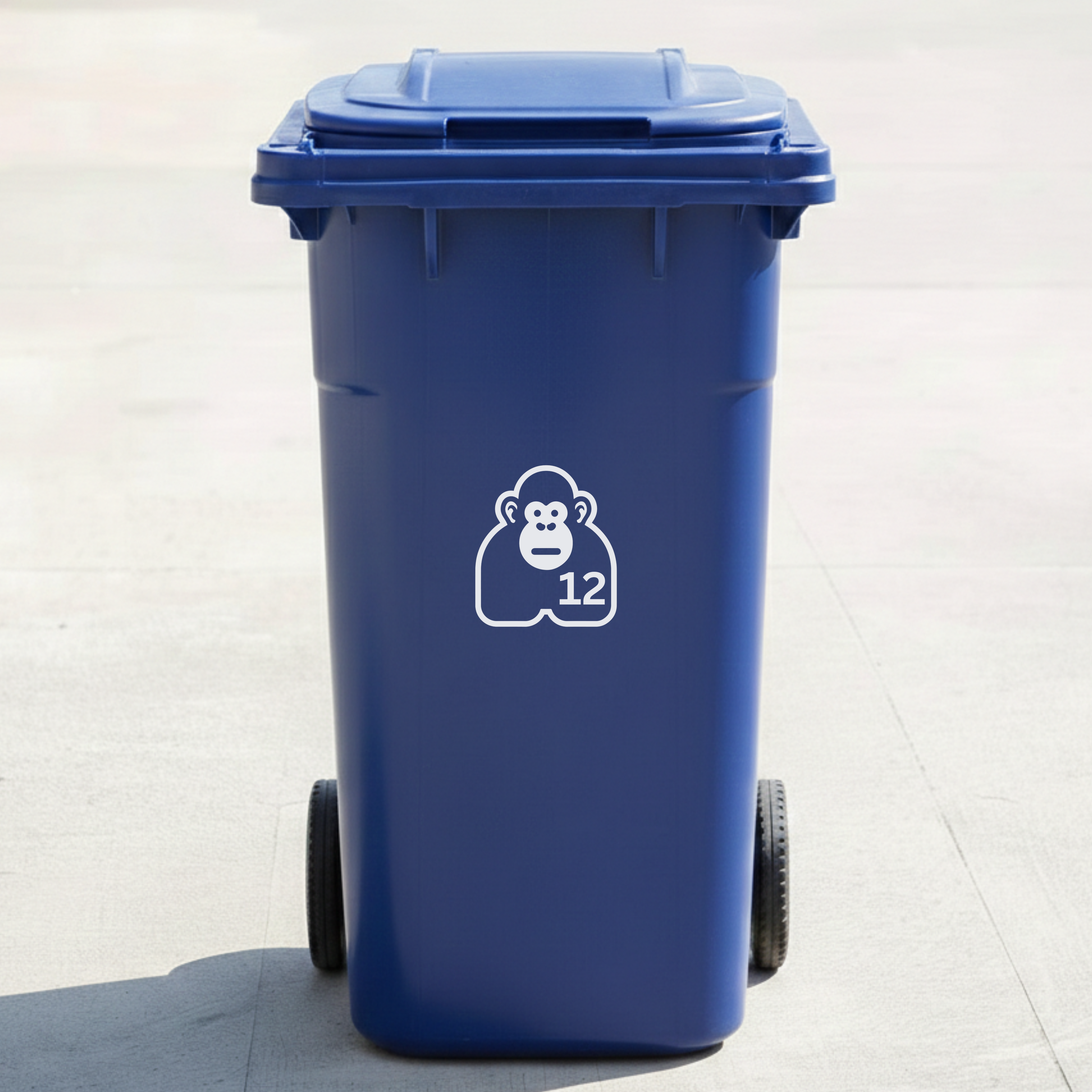Gorilla Bin Decal Sticker with Personalised House Number