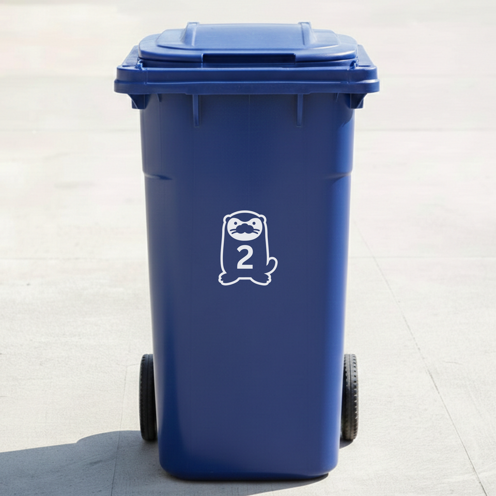 Otter Bin Decal Sticker with Personalised House Number