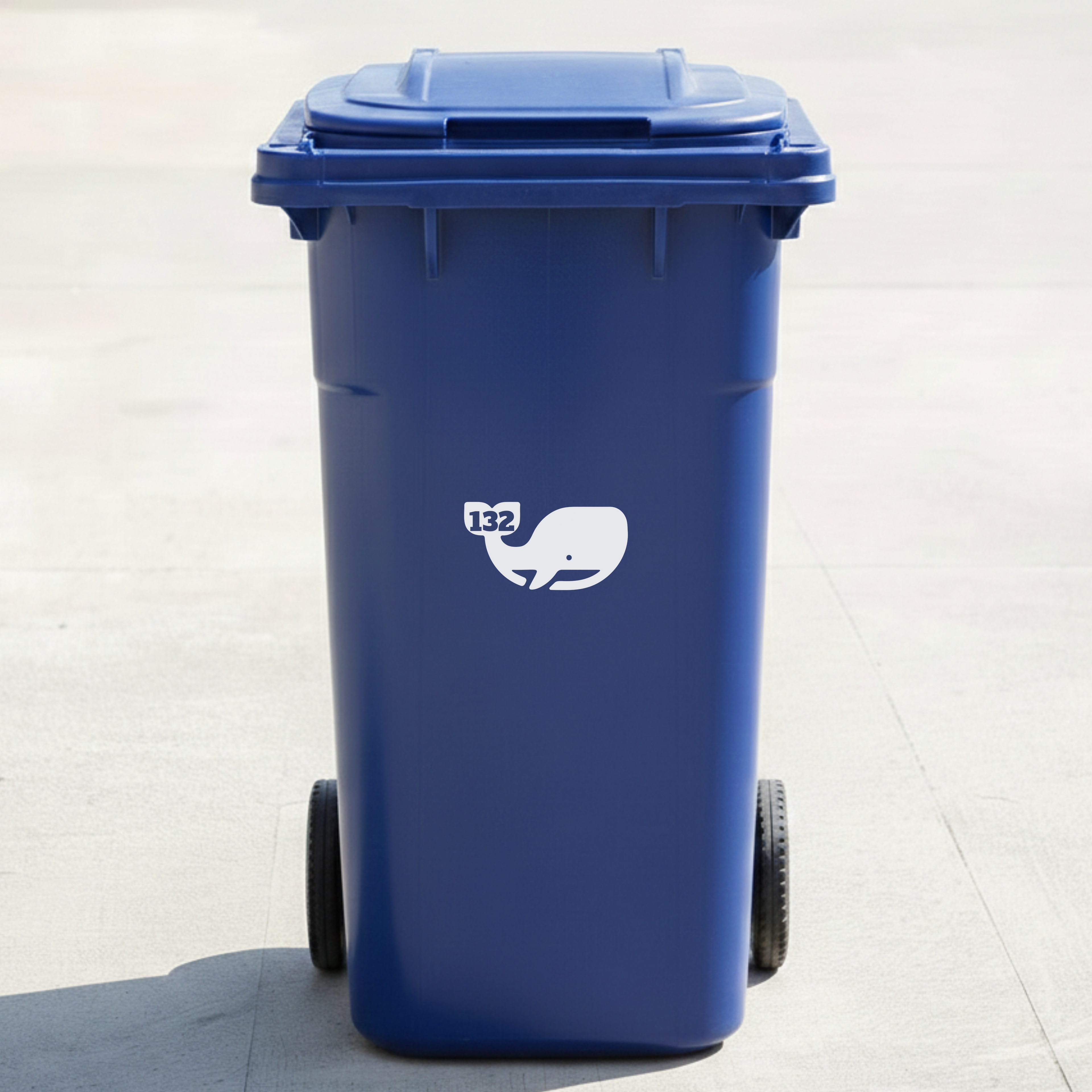 Whale Bin Decal Sticker with Personalised House Number