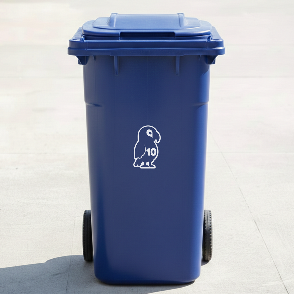 Parrot Bin Decal Sticker with Personalised House Number