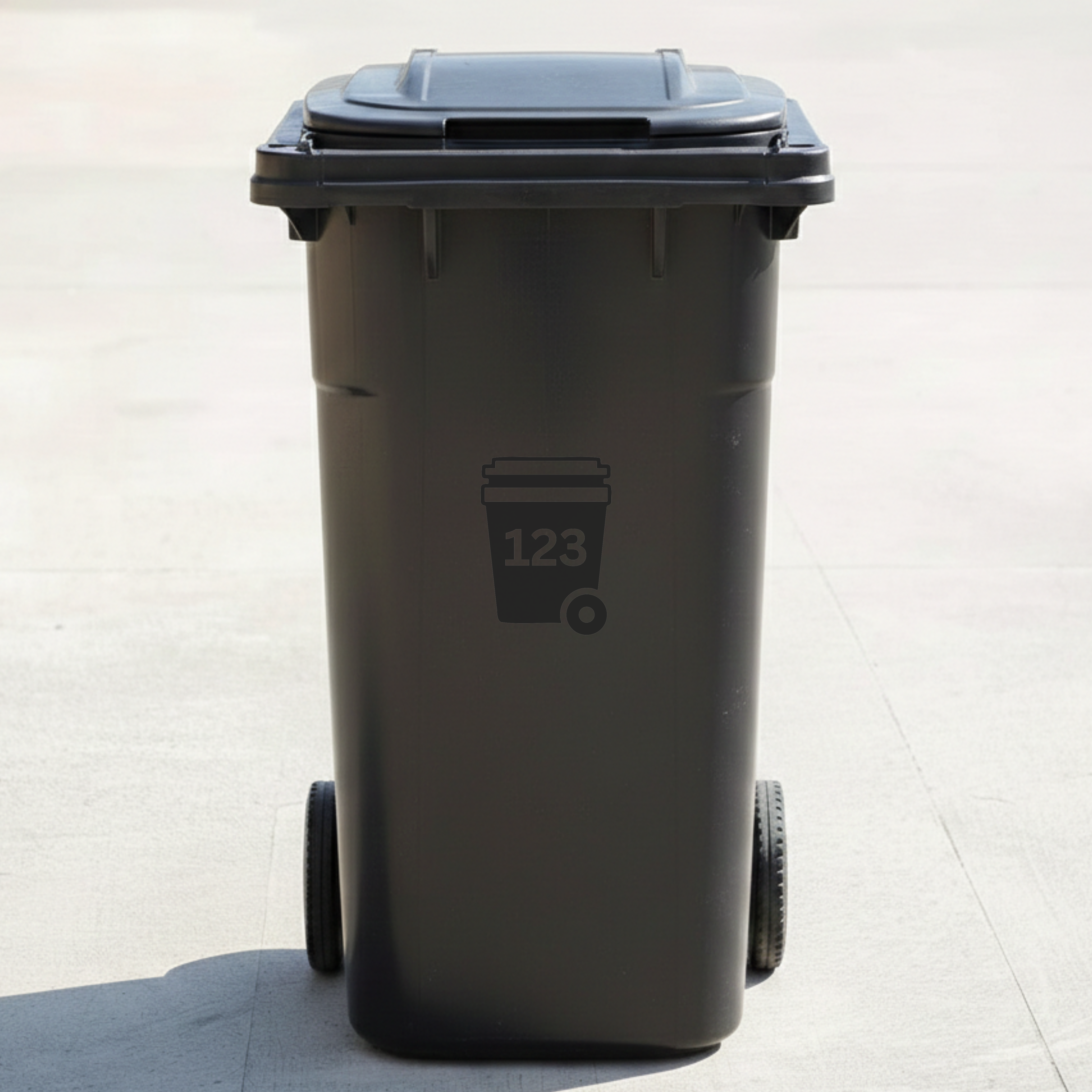 Wheelie Bin Icon Decal Sticker with Personalised House Number