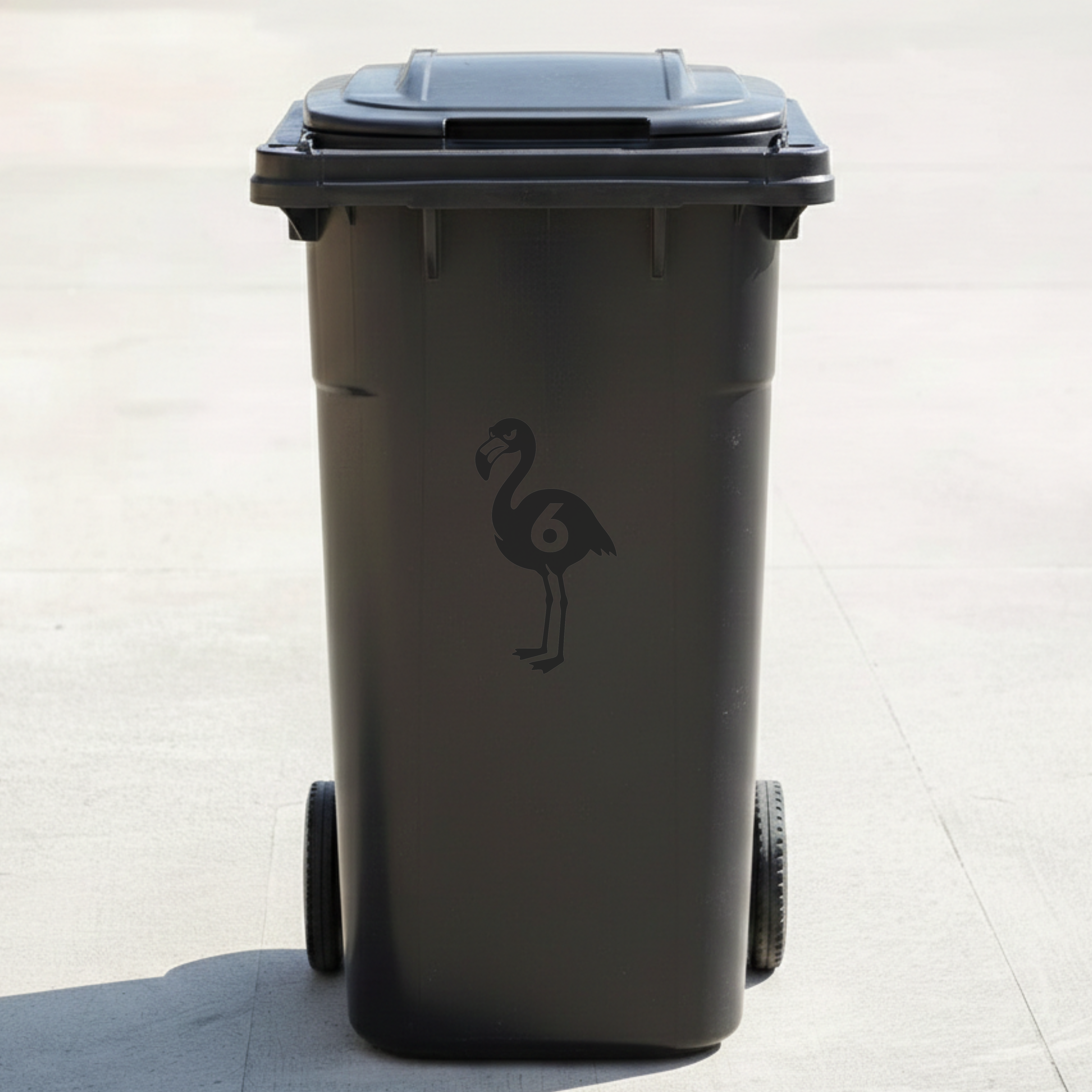 Flamingo Bin Decal Sticker with Personalised House Number