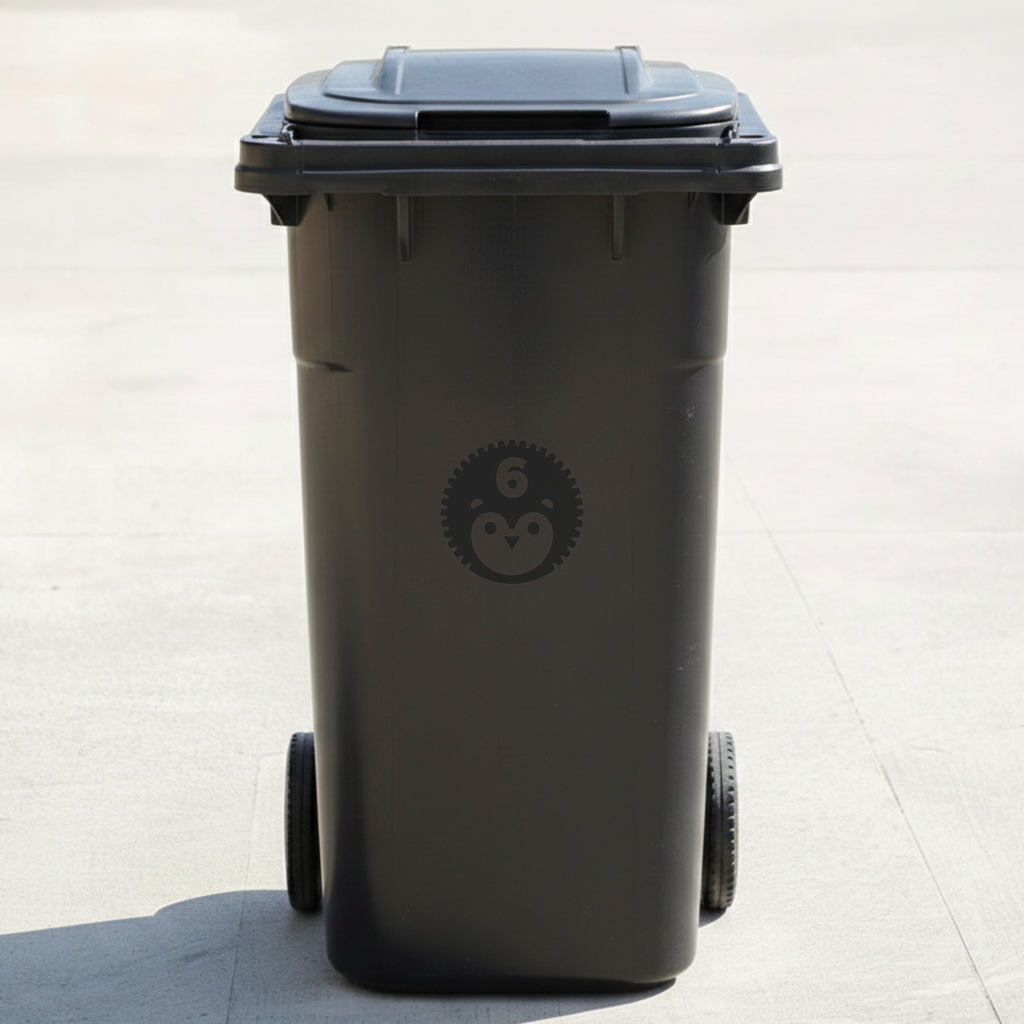 Hedgehog Bin Decal Sticker with Personalised House Number