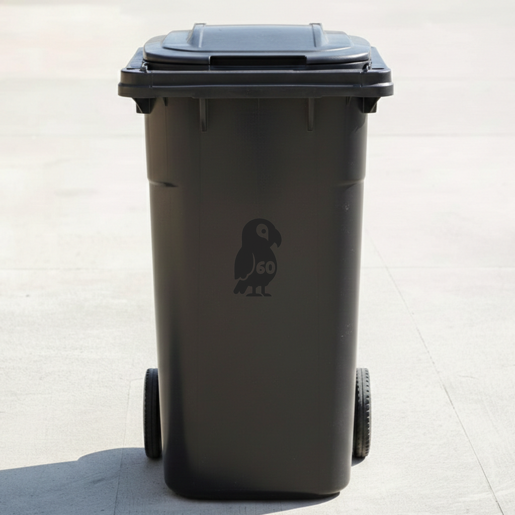 Parrot Bin Decal Sticker with Personalised House Number