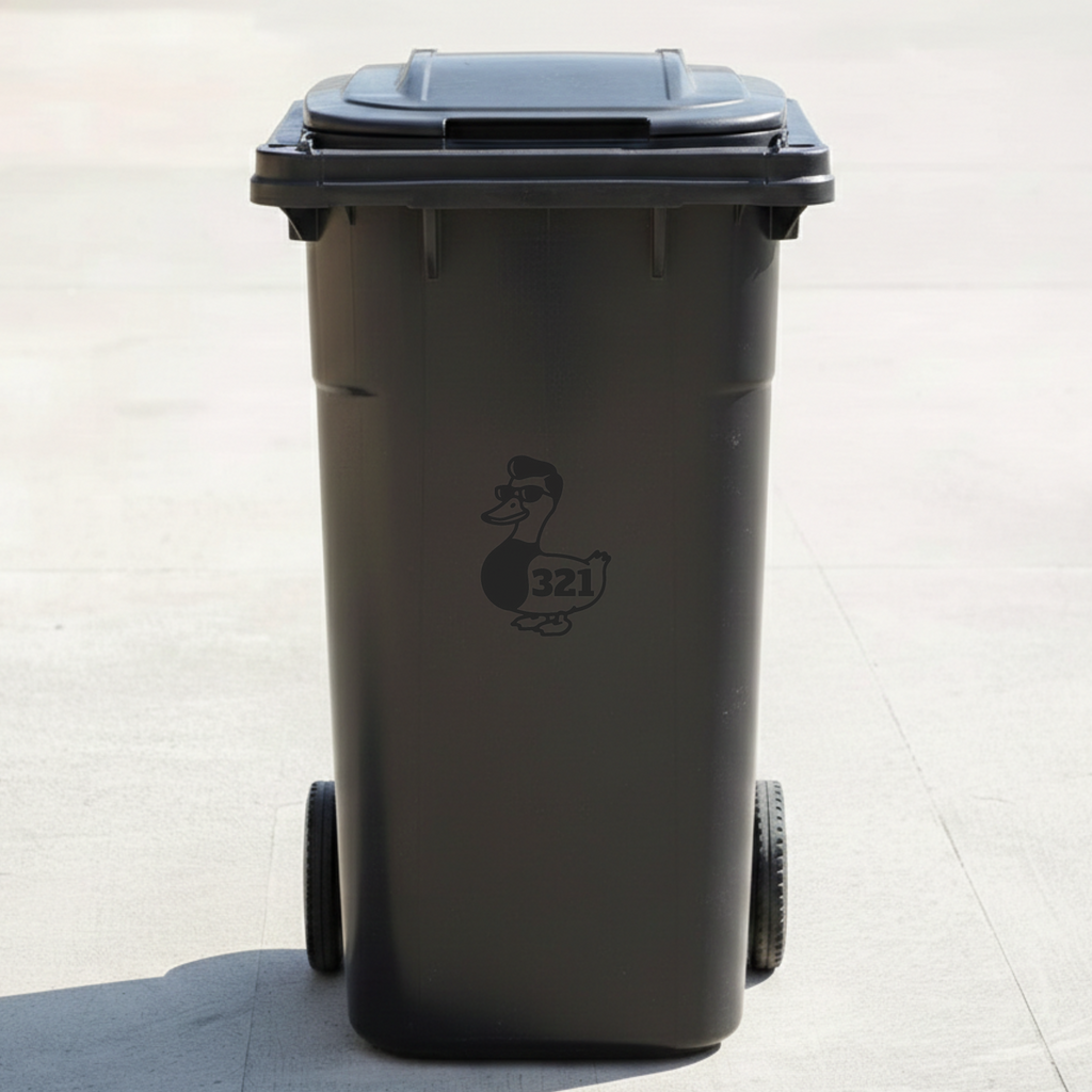 Duck Bin Decal Sticker with Personalised House Number