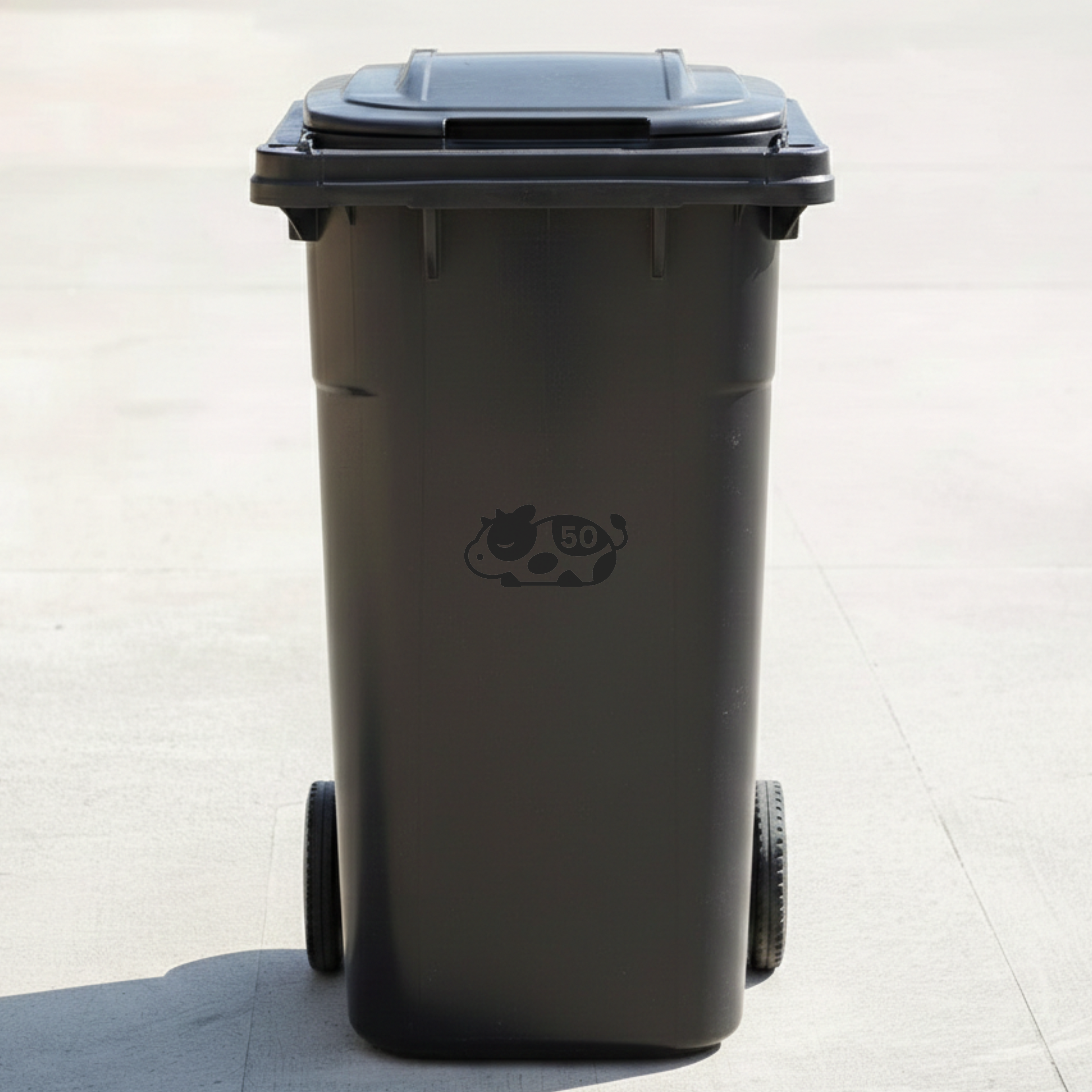 Sleeping Cow Bin Decal Sticker with Personalised House Number