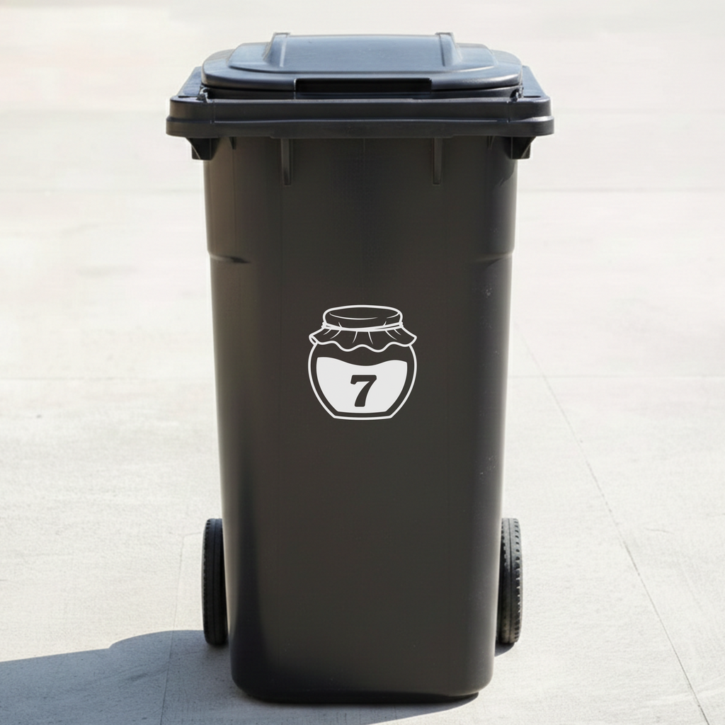Honey Jar Bin Decal Sticker with Personalised House Number