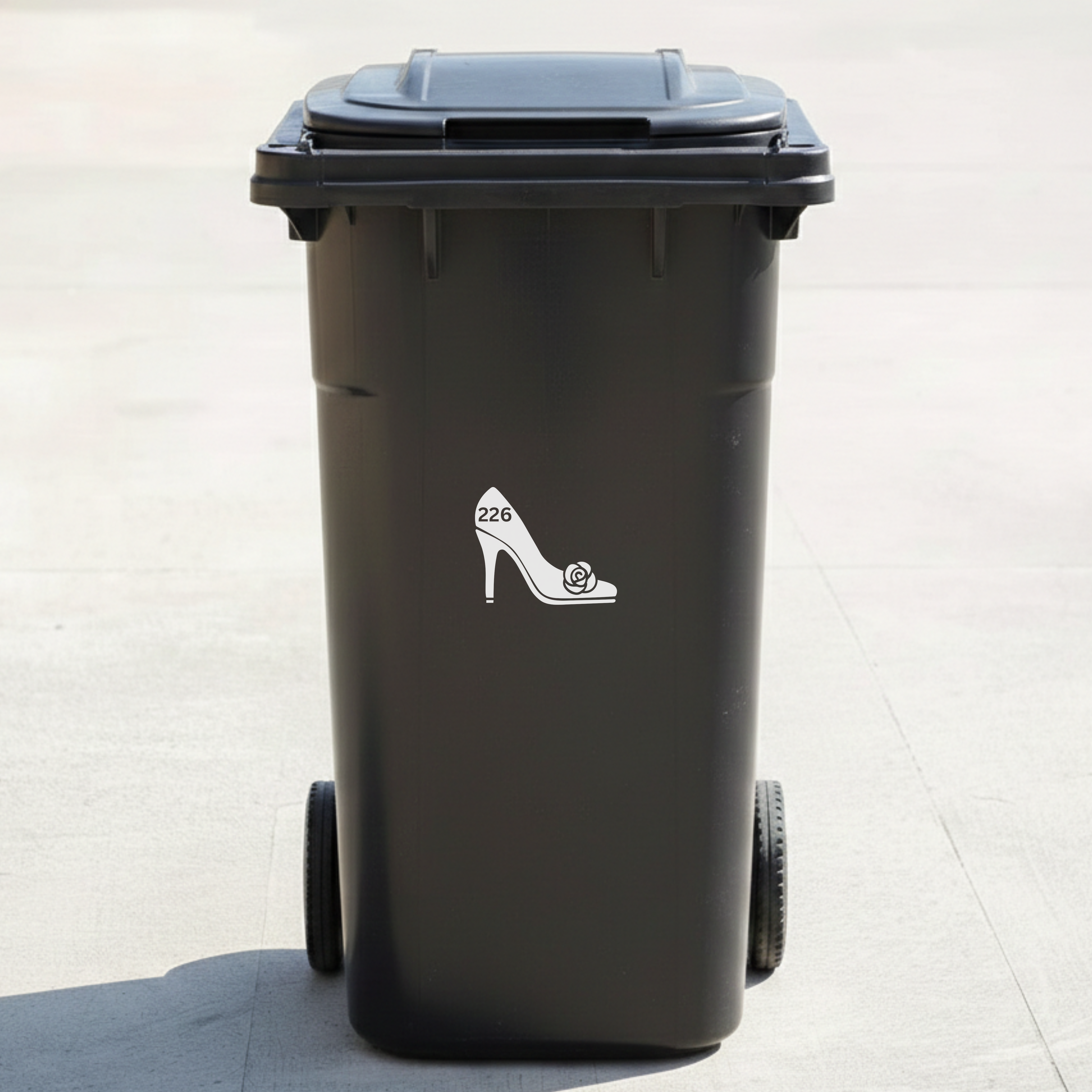 High Heel Bin Decal Sticker with Personalised House Number