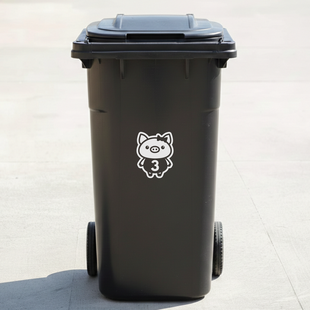 Piggy Bin Decal Sticker with Personalised House Number