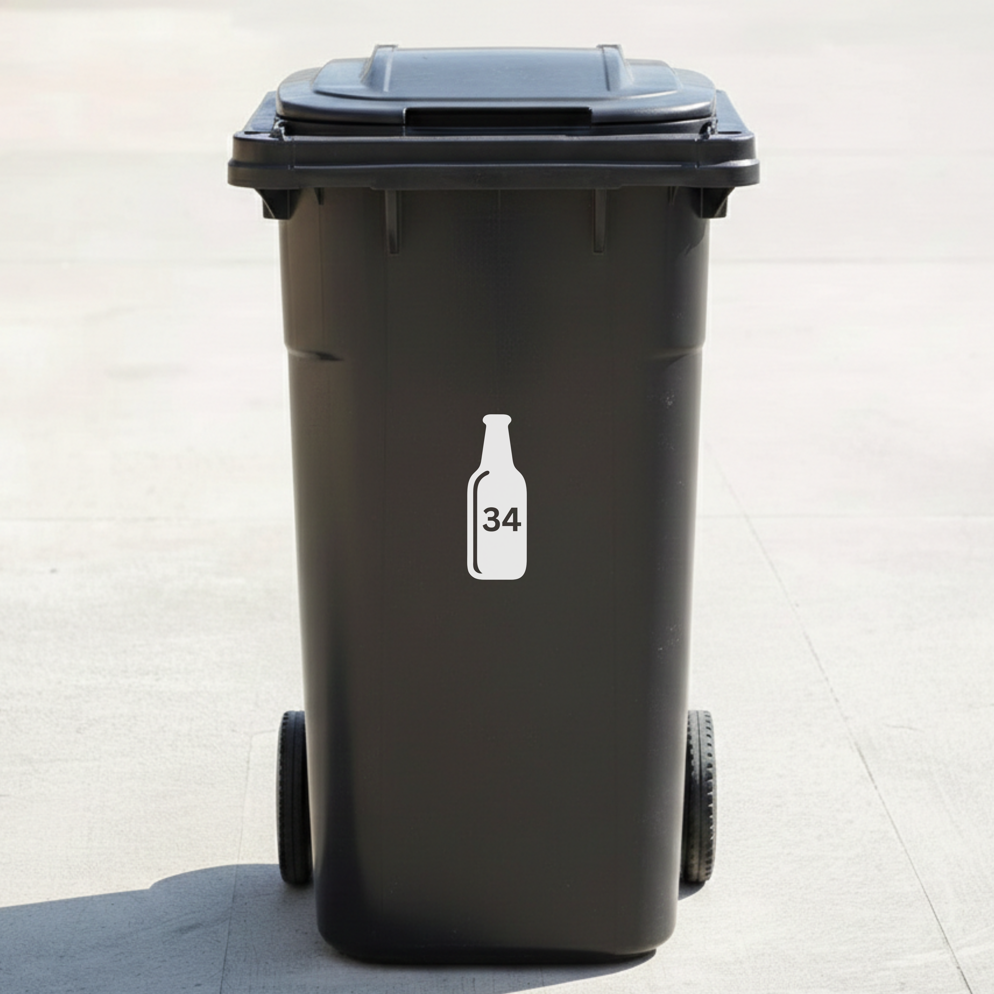 Beer Bottle Bin Decal Sticker with Personalised House Number