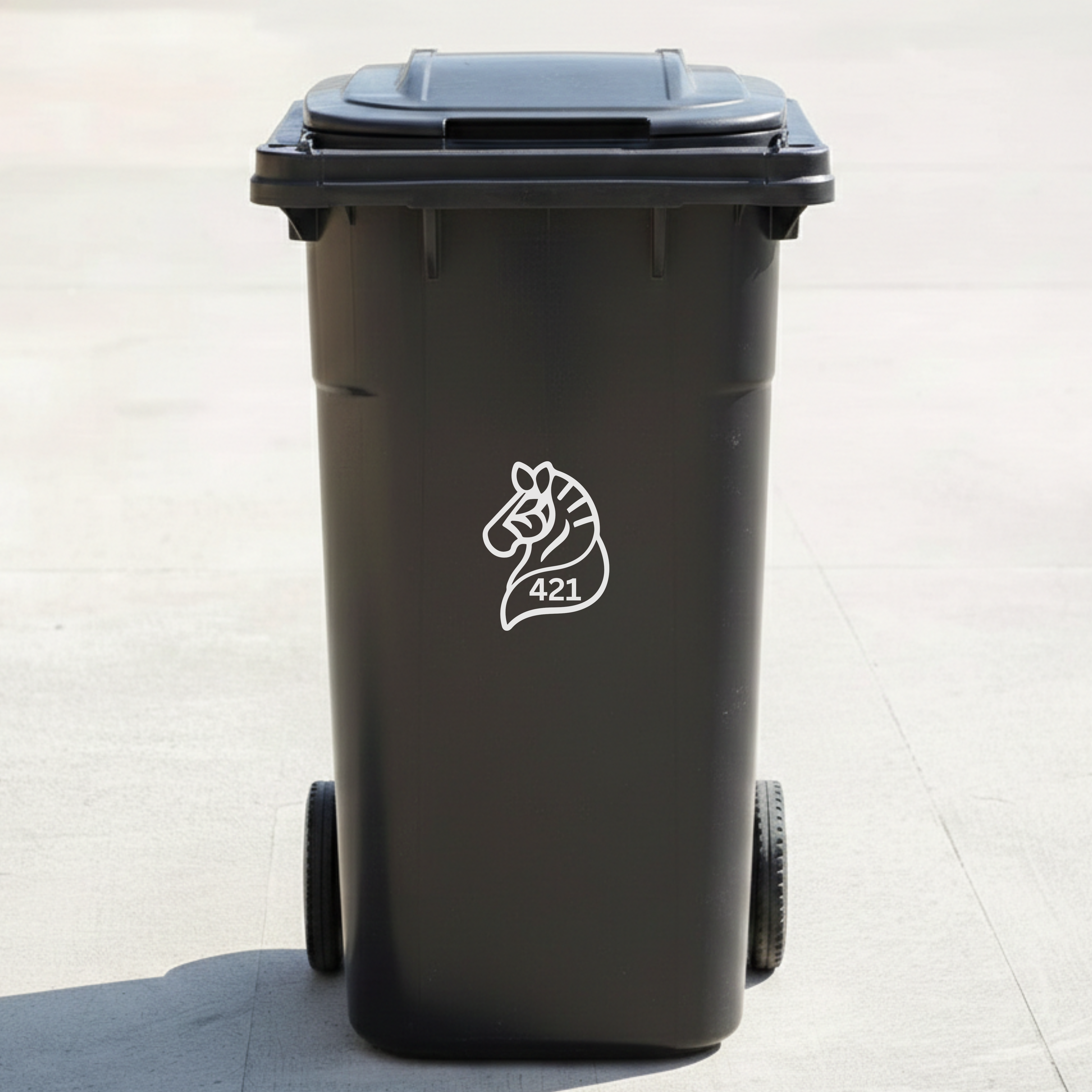 Zebra Bin Decal Sticker with Personalised House Number