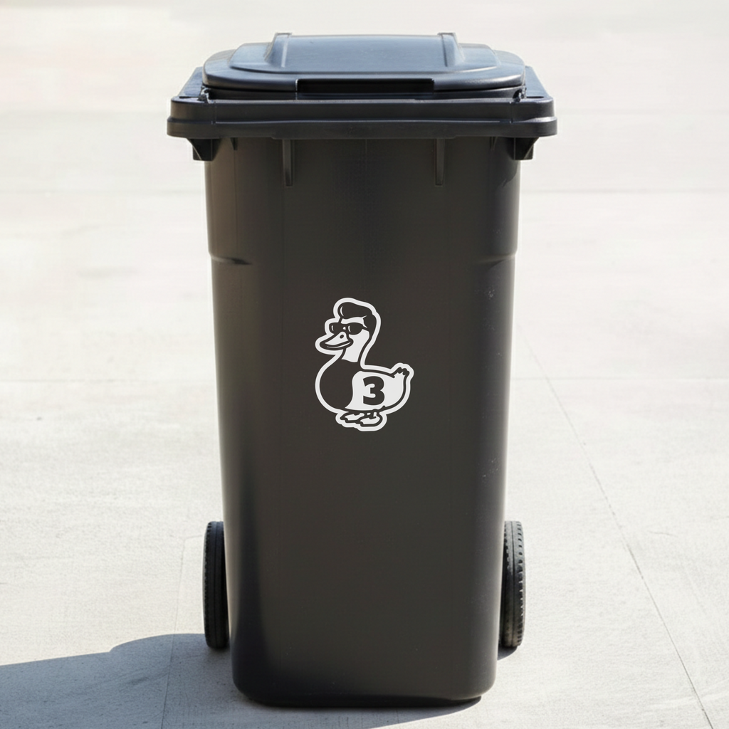 Duck Bin Decal Sticker with Personalised House Number