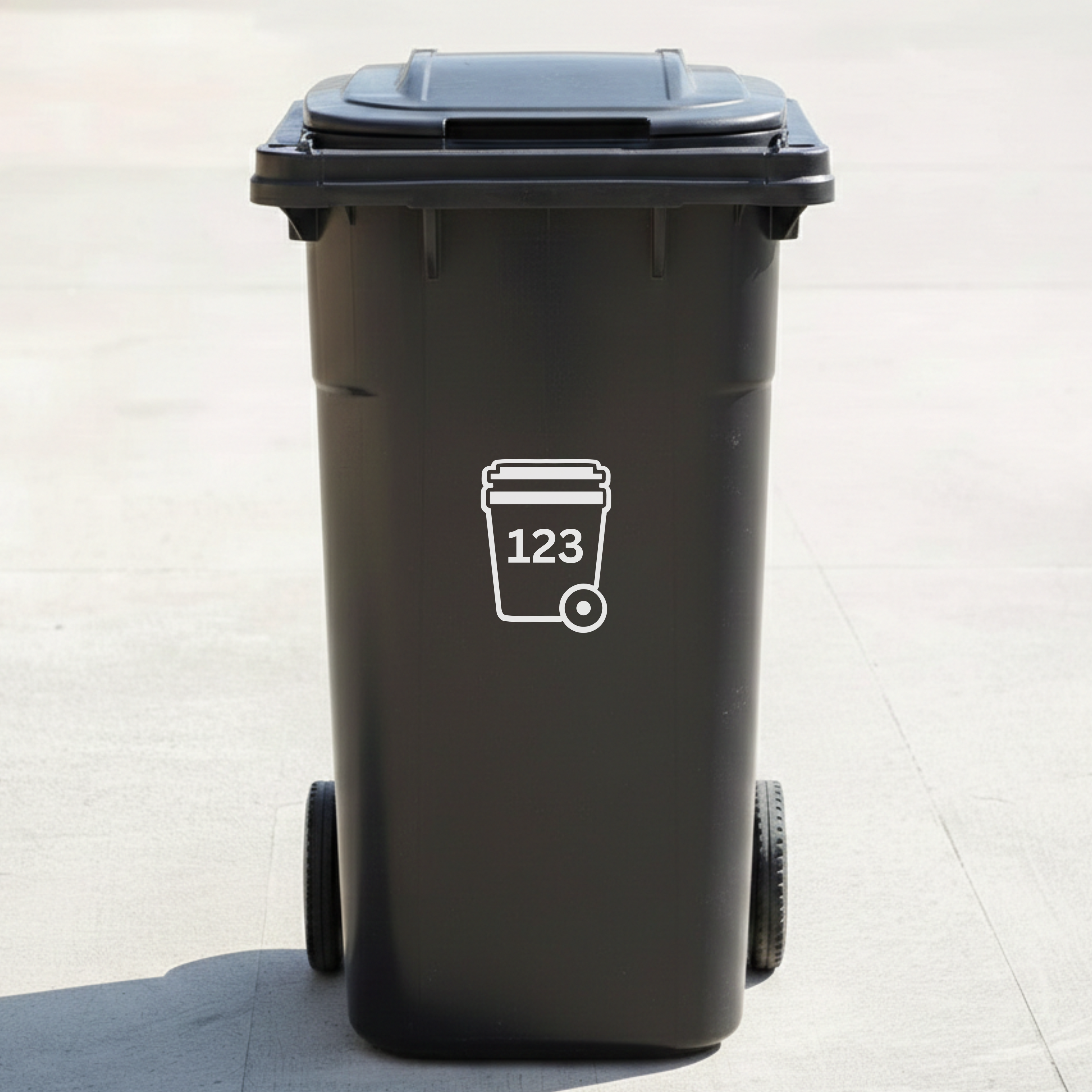 Wheelie Bin Icon Decal Sticker with Personalised House Number