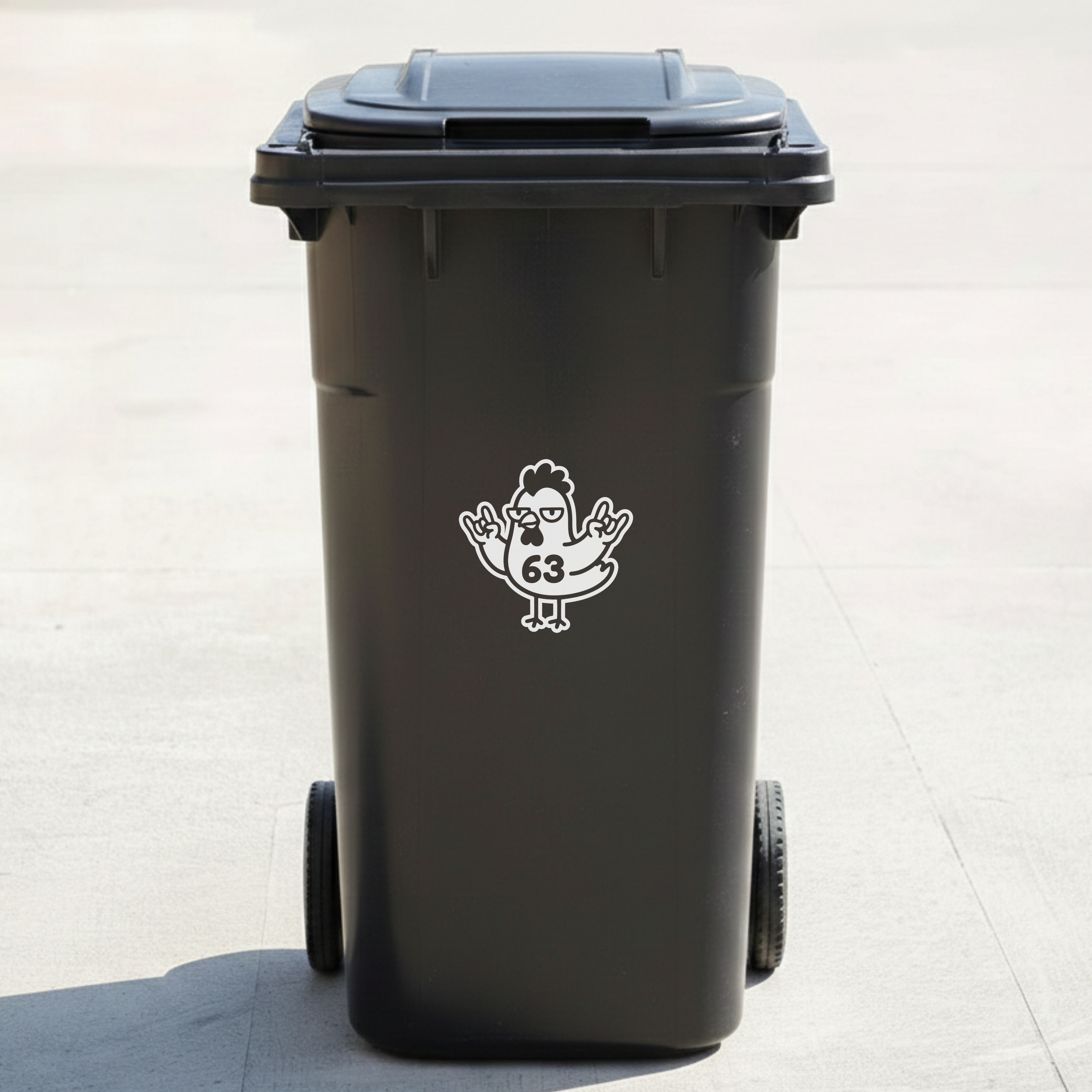 Rock & Roll Chicken Bin Decal Sticker with Personalised House Number