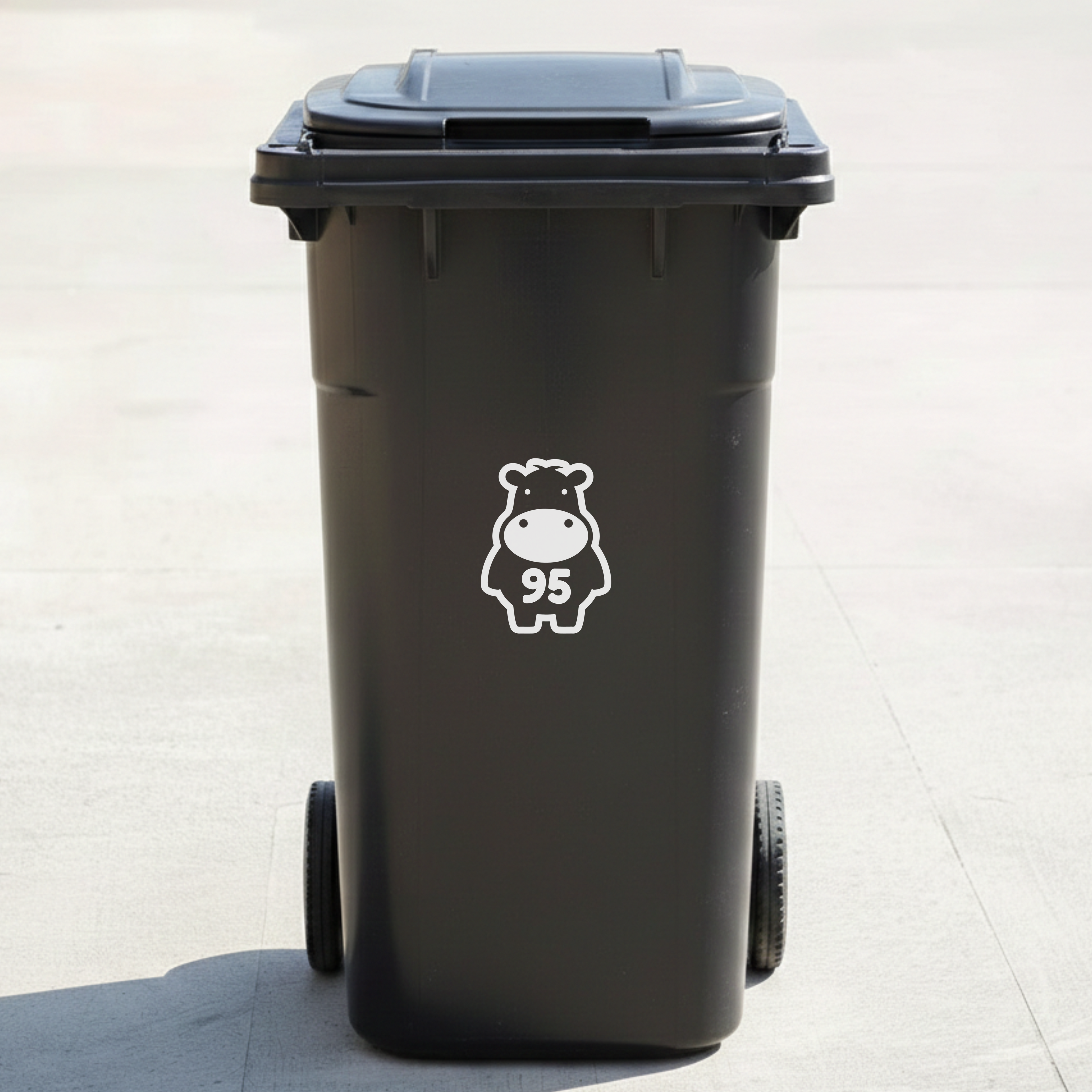 Hippo Bin Decal Sticker with Personalised House Number