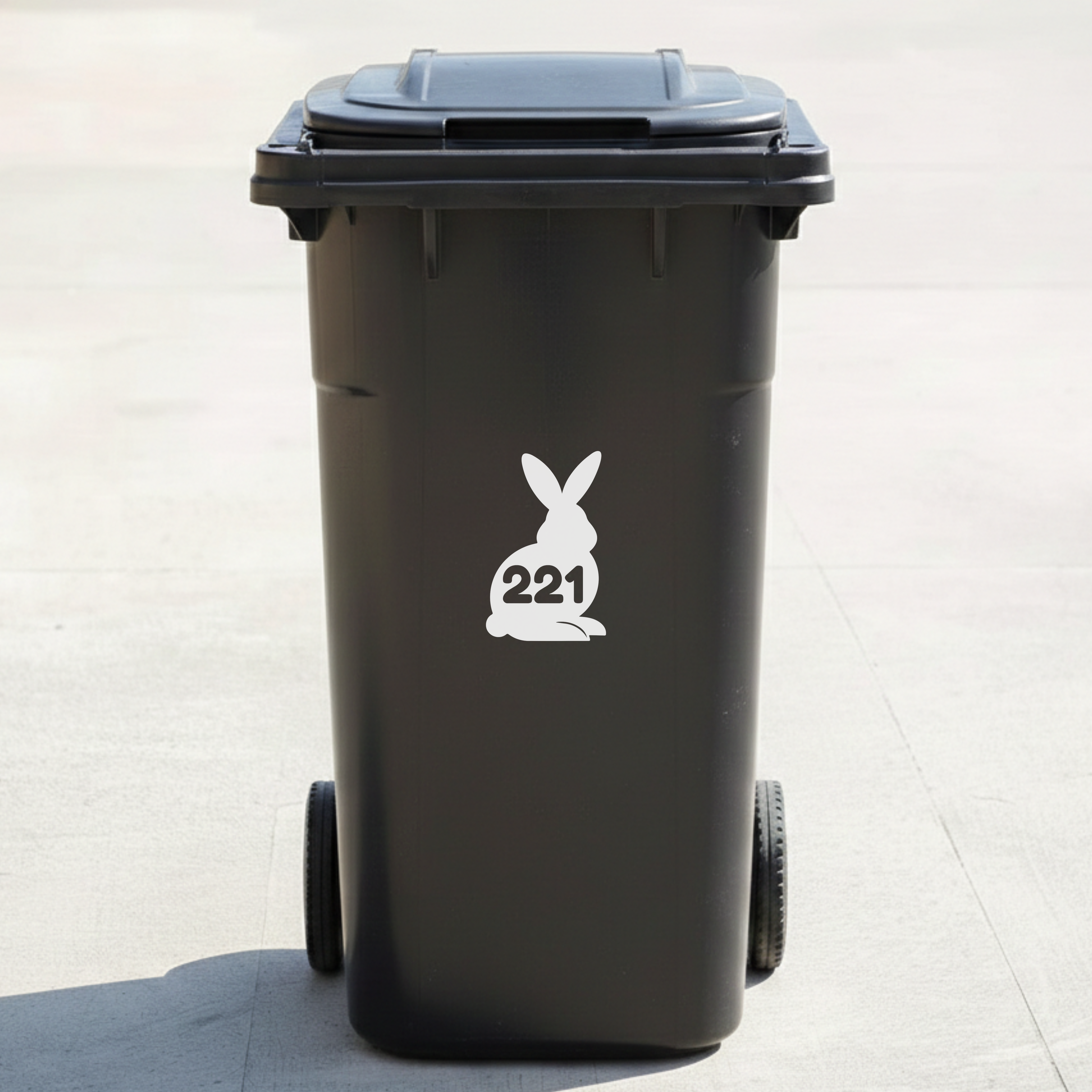 Rabbit Bin Decal Sticker with Personalised House Number