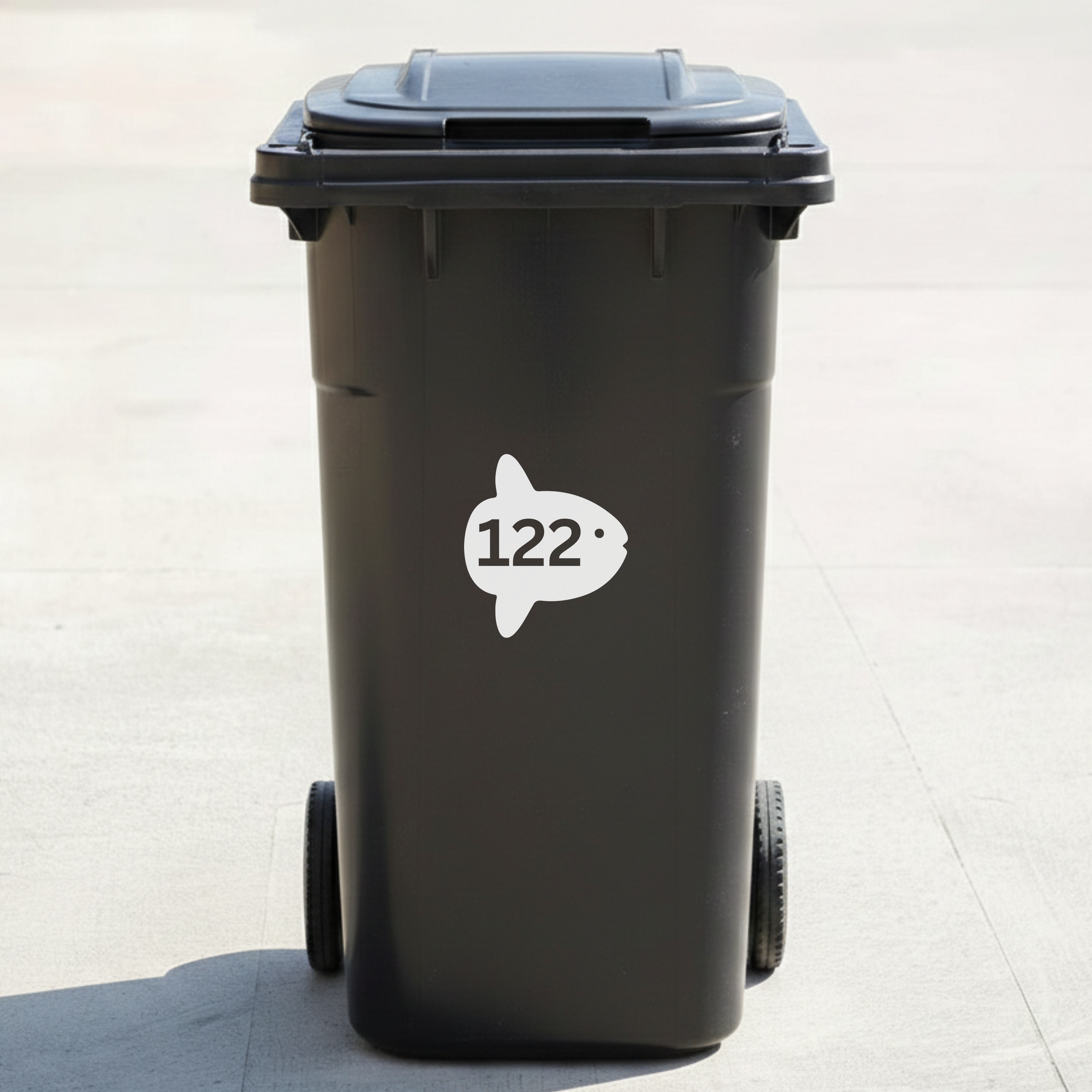 Ocean Sunfish (Mola Mola) Bin Decal Sticker with Personalised House Number