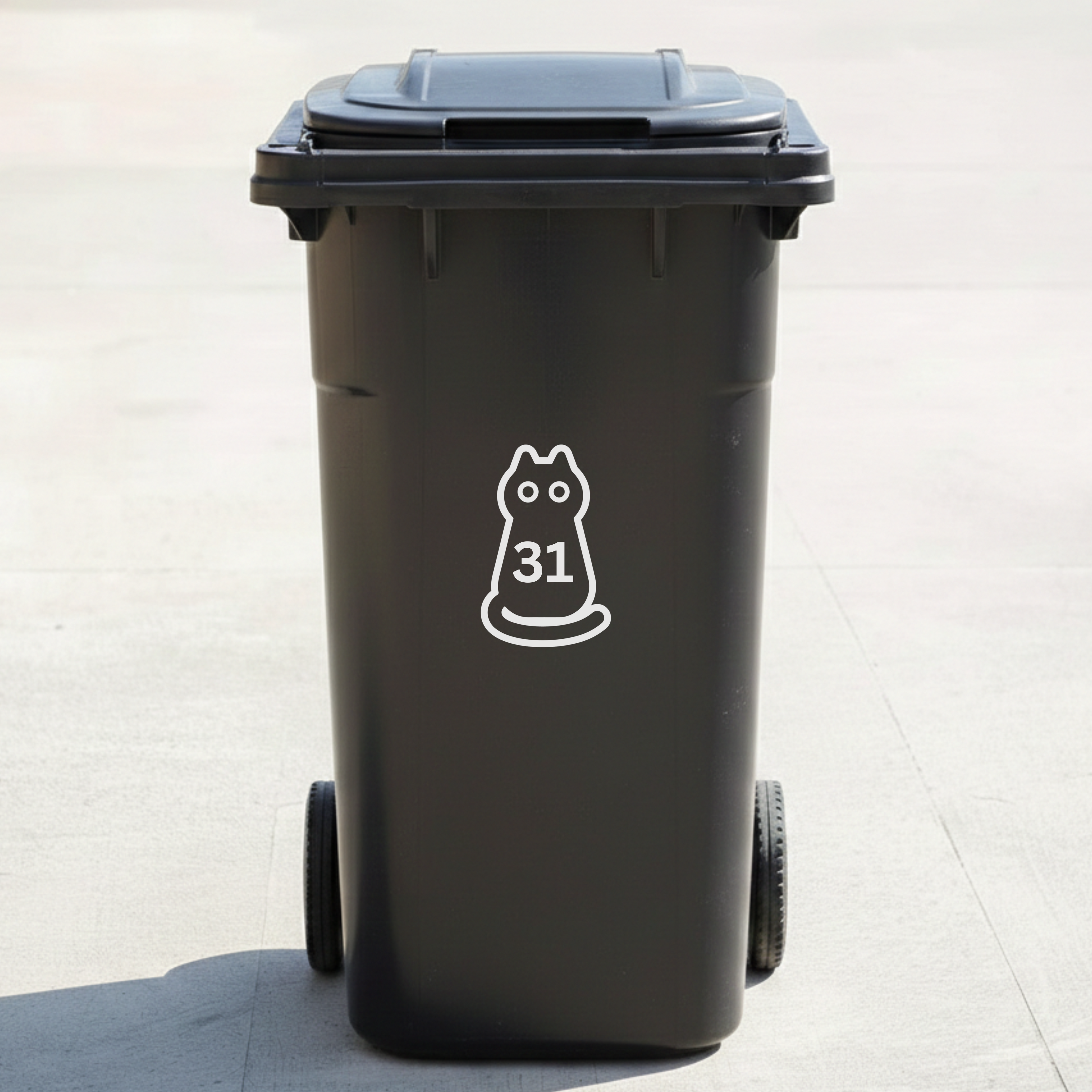 Black Cat Bin Decal Sticker with Personalised House Number