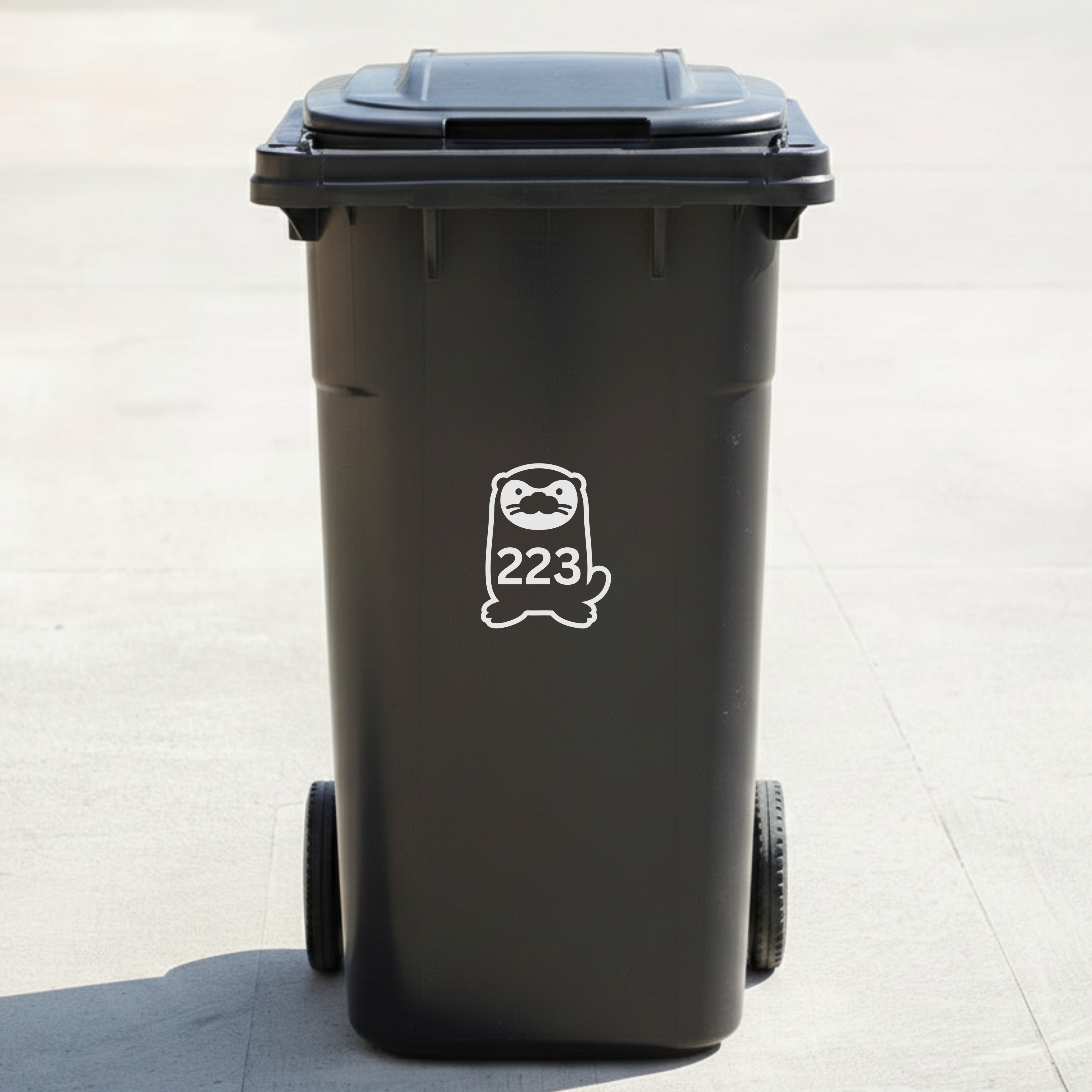 Otter Bin Decal Sticker with Personalised House Number