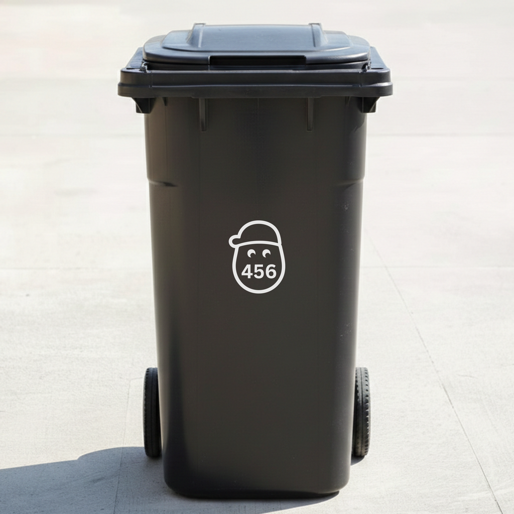 Small Potato Bin Decal Sticker with Personalised House Number