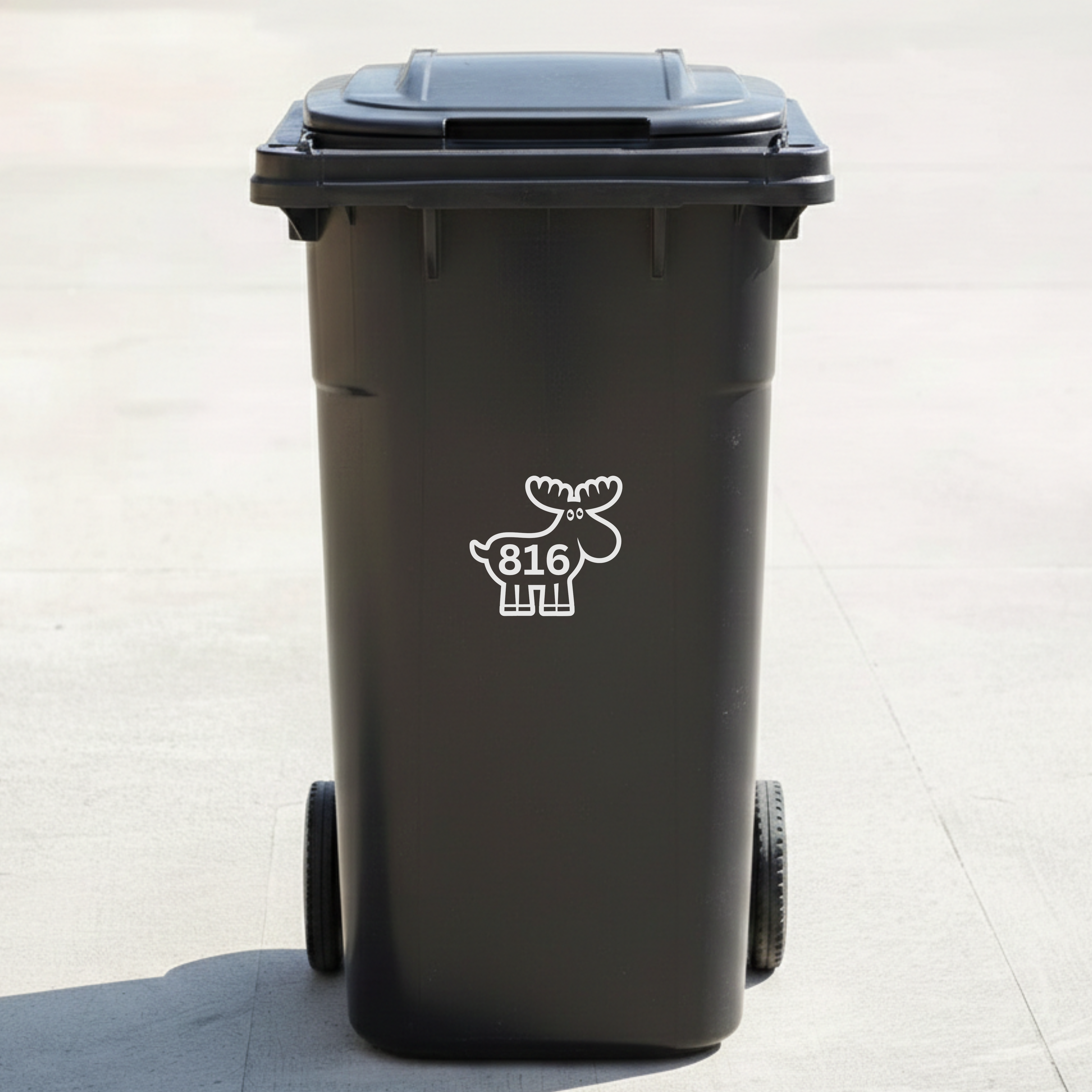 Moose Bin Decal Sticker with Personalised House Number
