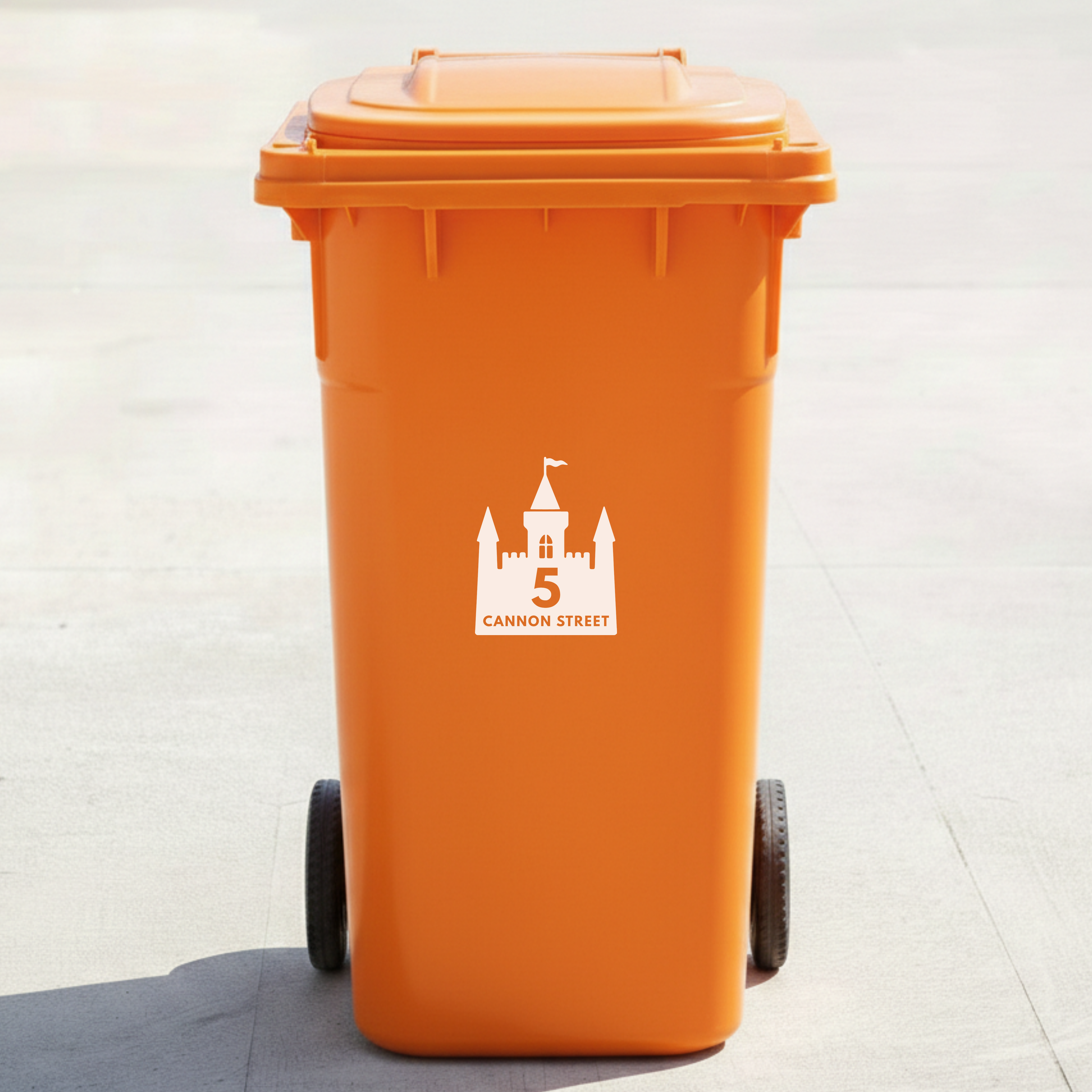 Castle Bin Decal Sticker with Personalised House Number