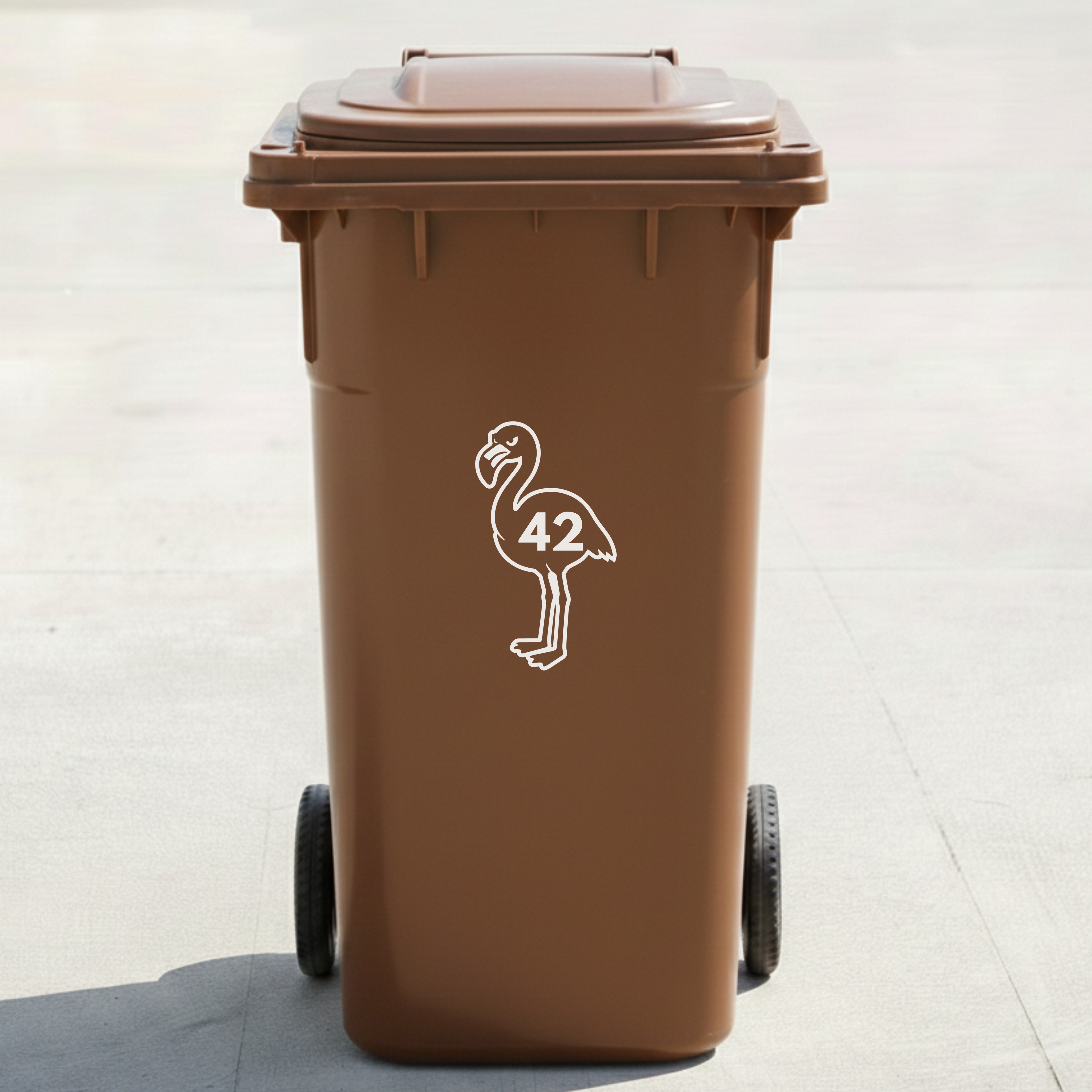 Flamingo Bin Decal Sticker with Personalised House Number