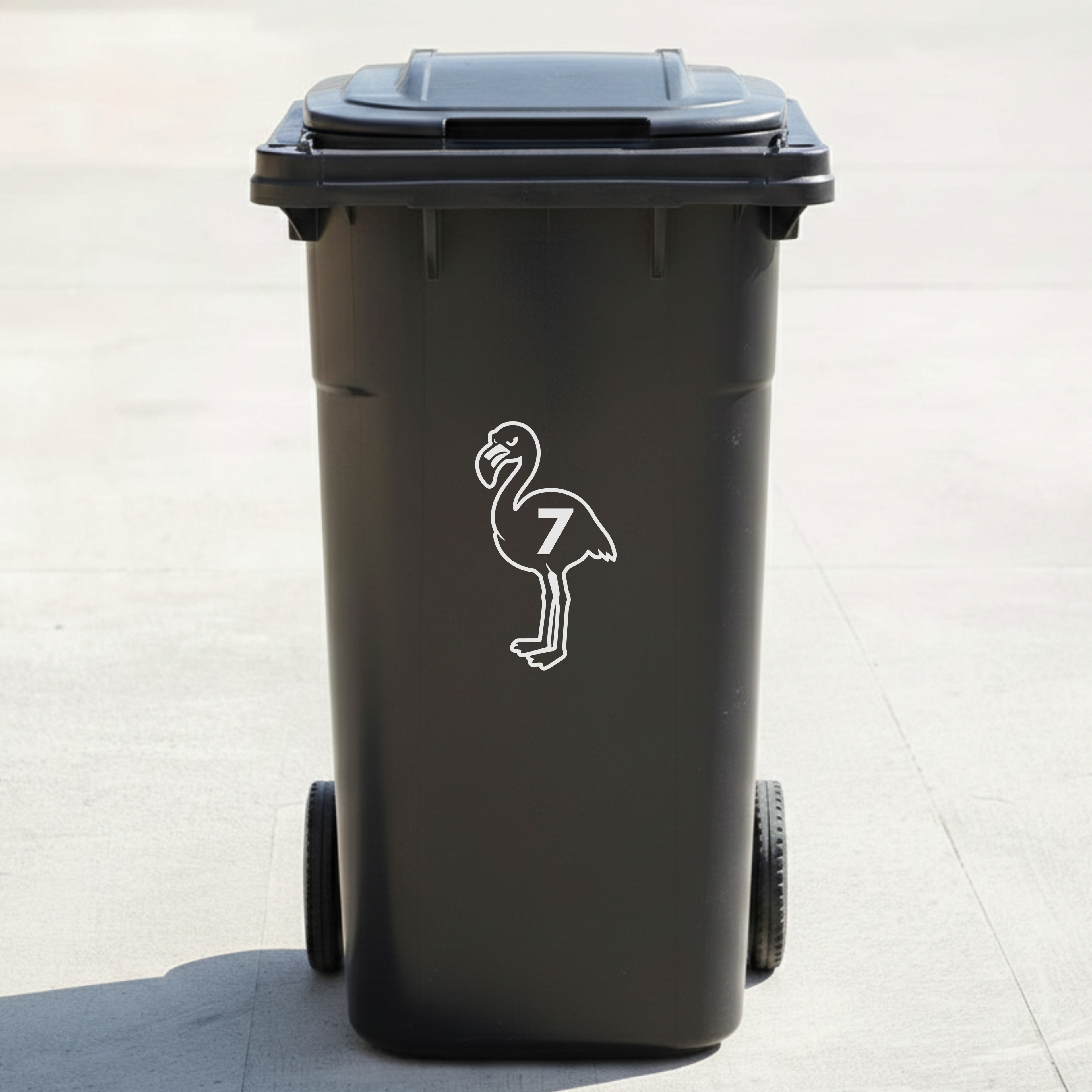 Flamingo Bin Decal Sticker with Personalised House Number