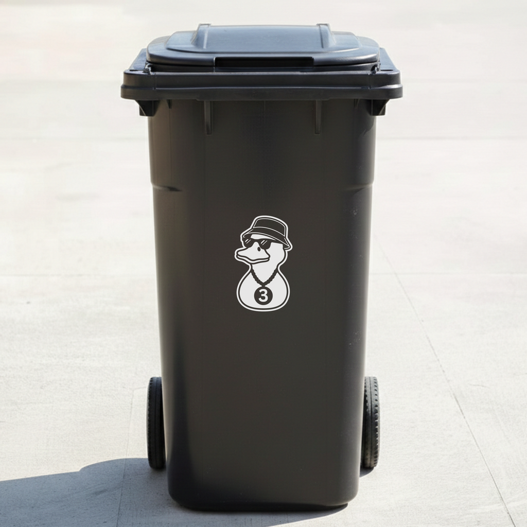 Duck Bin Decal Sticker with Personalised House Number
